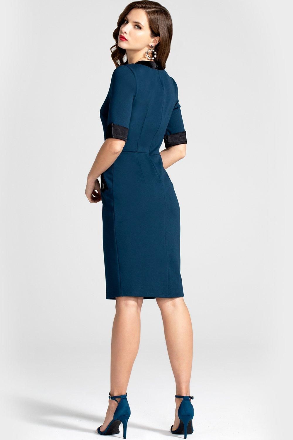 Hot Squash Contrast Collar Short-Sleeved Dress