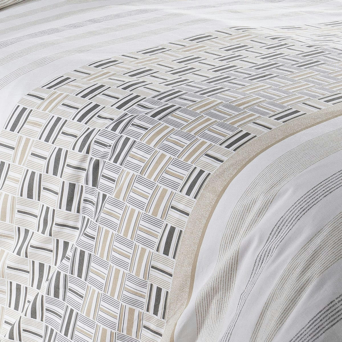 DIEGO - Housse de couette esprit campagne chic coton gris clair 200x200 cm