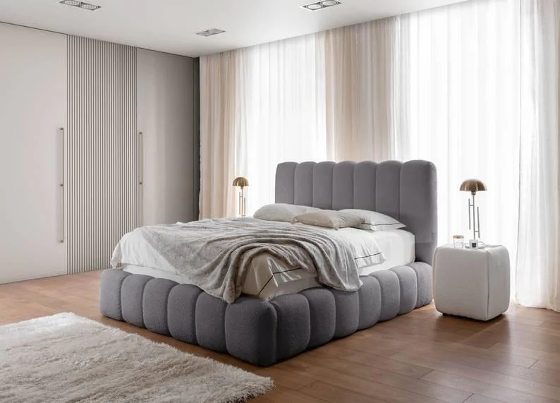 Bedframe Chusso bouclé met opbergruimte 140 x 200 cm