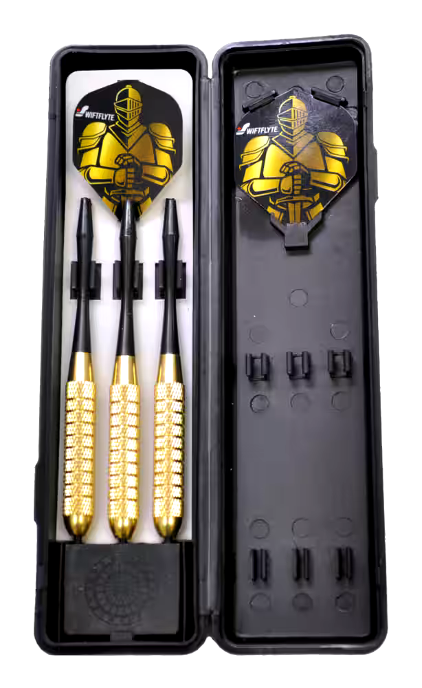 Swiftflyte NDFC Classic Brass Darts Set w/ Steel Tips, Nylon Shafts & Case, 24-g, 3-pk