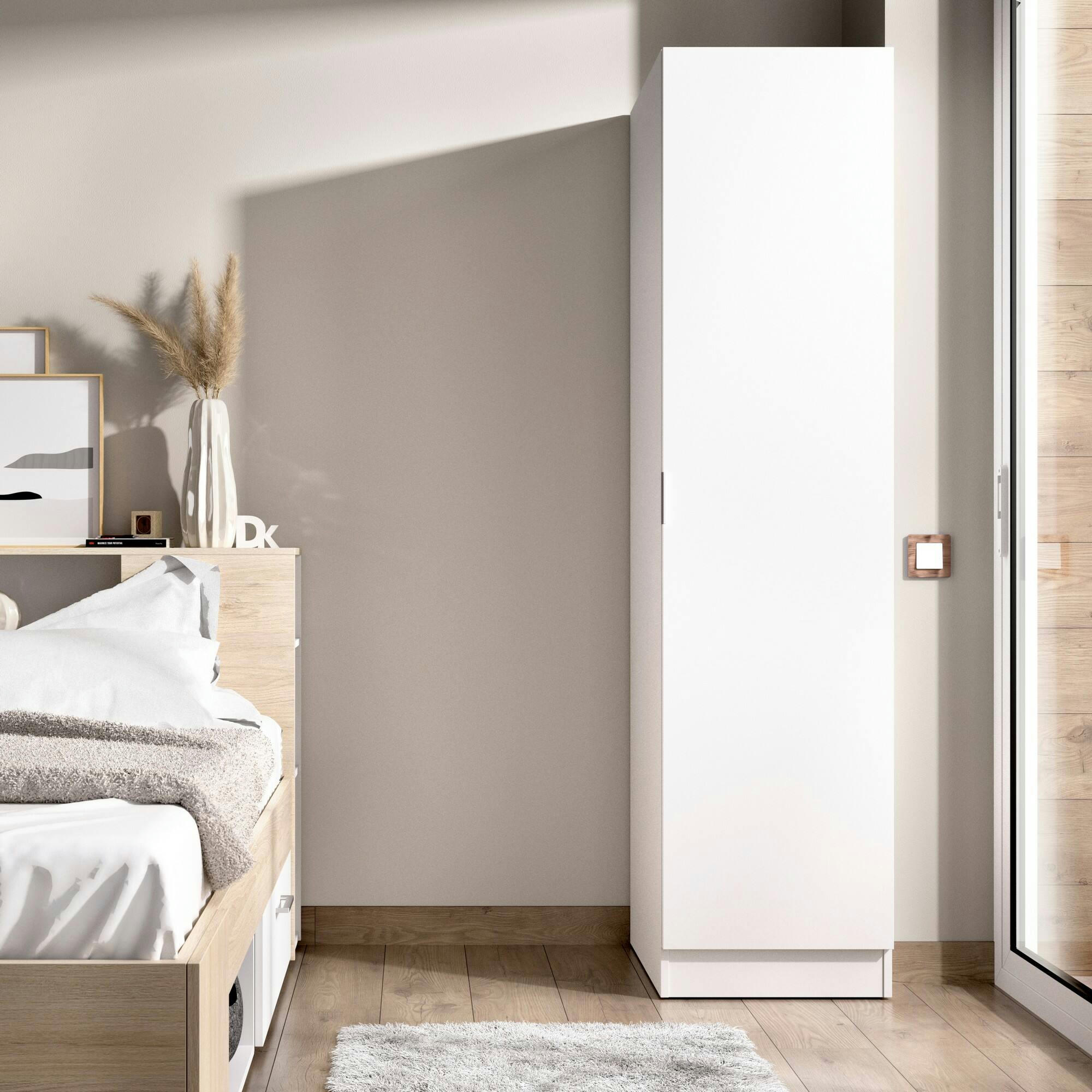 CUSNA - Garde-robe effet bois blanc