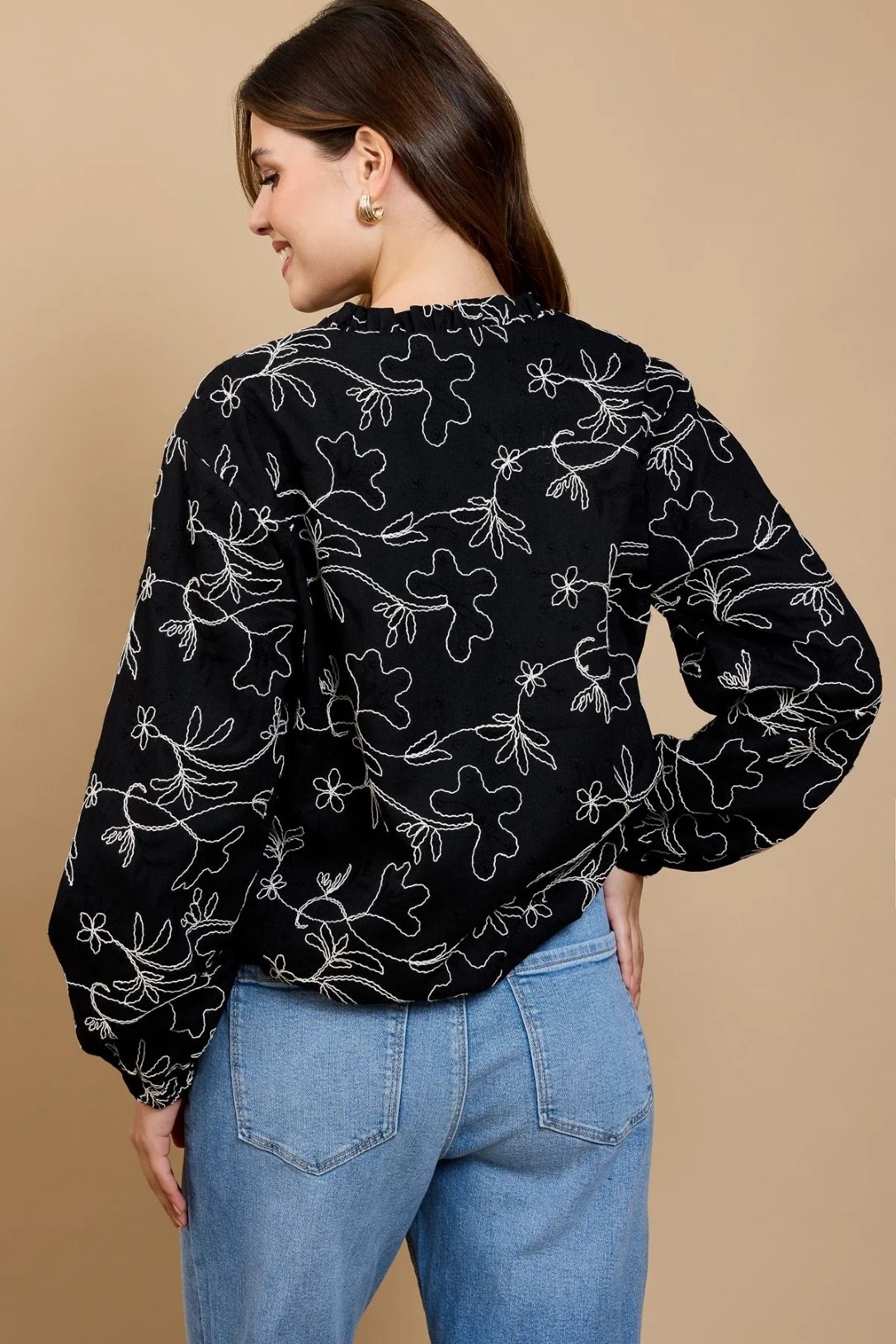 Little Mistress Black Embroidered Cropped Jacket