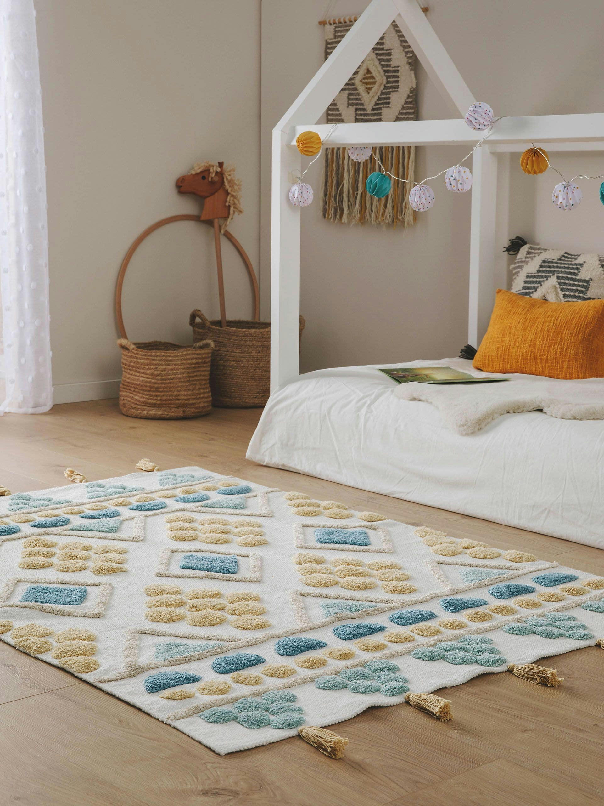 MAYA - Tapis lavables pour enfants bleu 120x170