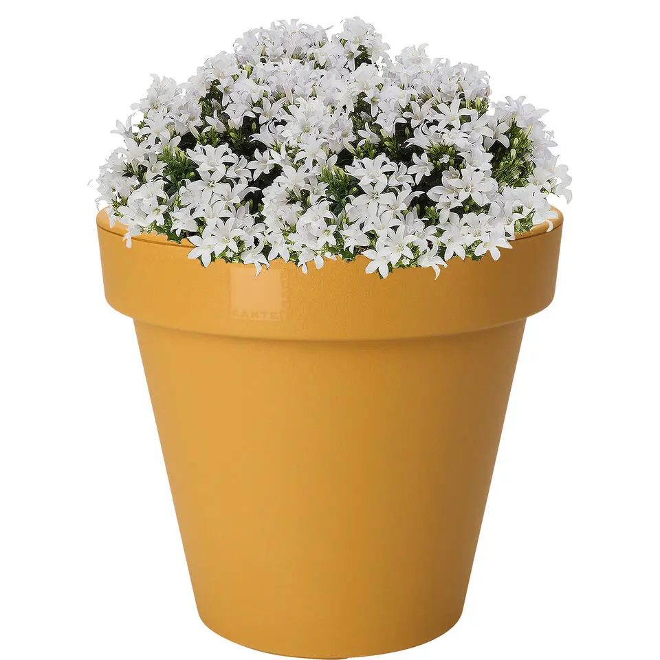 Pro Garden Bloempot - okergeel - rond - D20 cm - kunststof