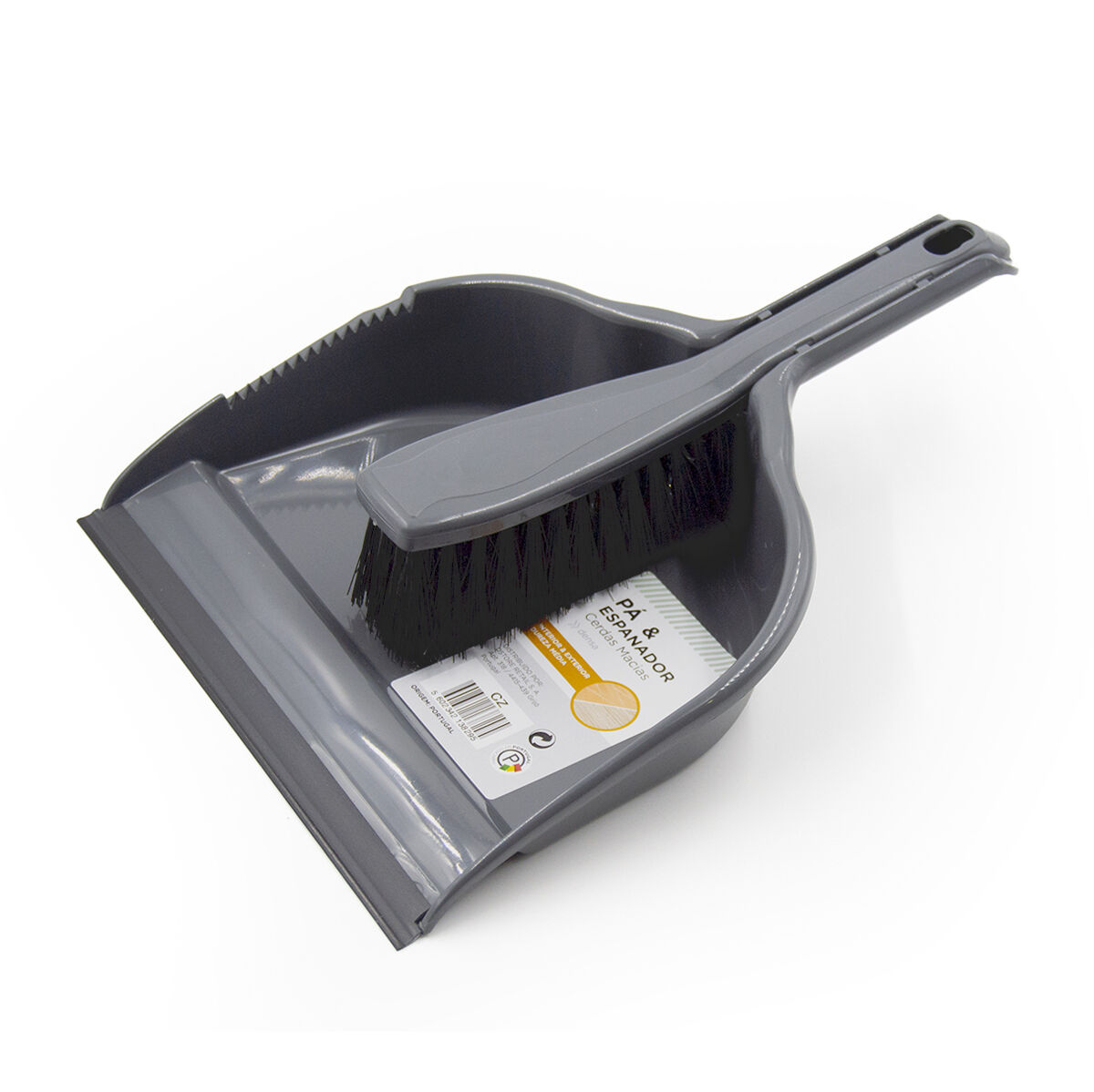 Conjunto pá de lixo com espanador cinza