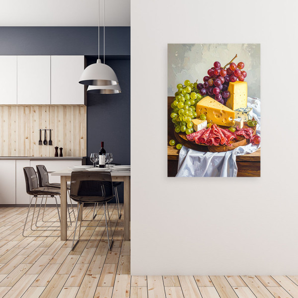 Obraz pionowy do kuchni jadalni restauracji, Deska wędlin i serów 20x30