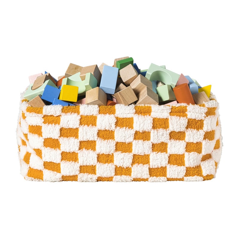 Mand checks groot - oranje/wit - 15x36x26 cm