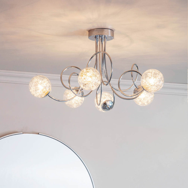 Lampa sufitowa AURIA pętlowe ramiona chromowana 6xG9x8W IP20 Endon