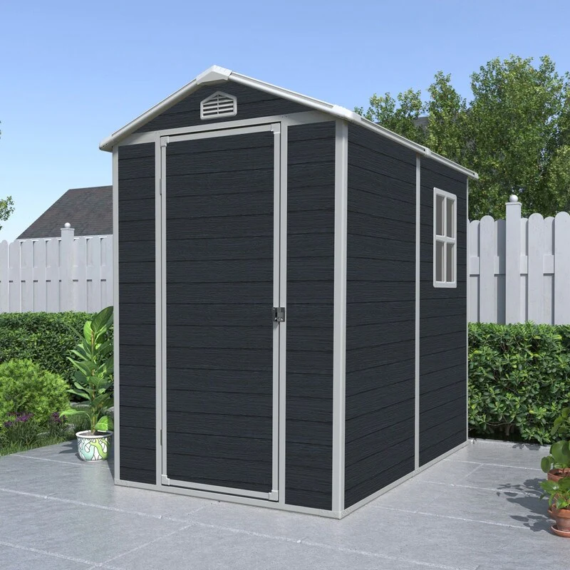 4x6ft Resin Outdoor Storage Shed, Perfect for Patio Furniture, Black - Heavy-Duty & Weather-Resistant