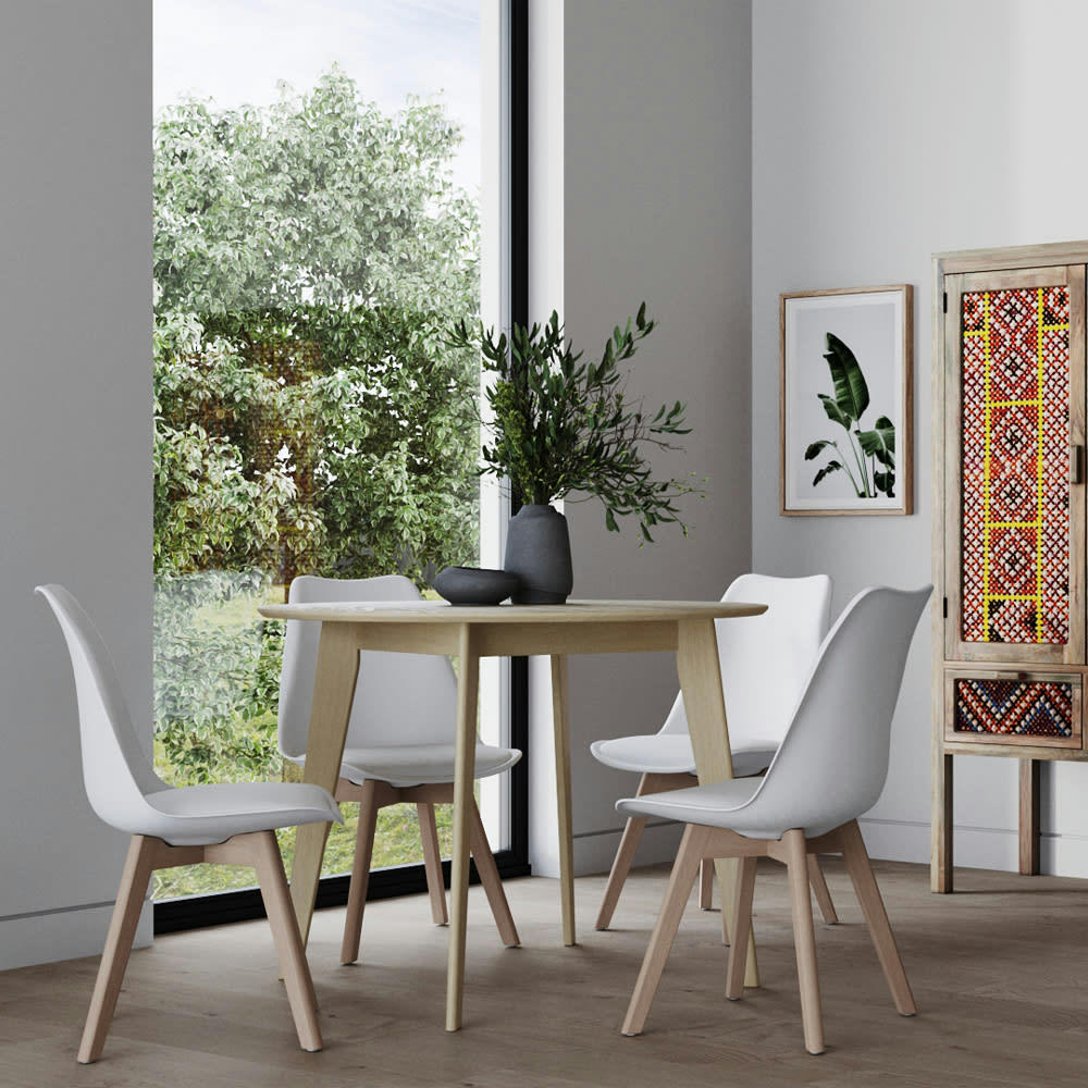 RÉNO - Table ronde 4 personnes en bois clair D100 cm