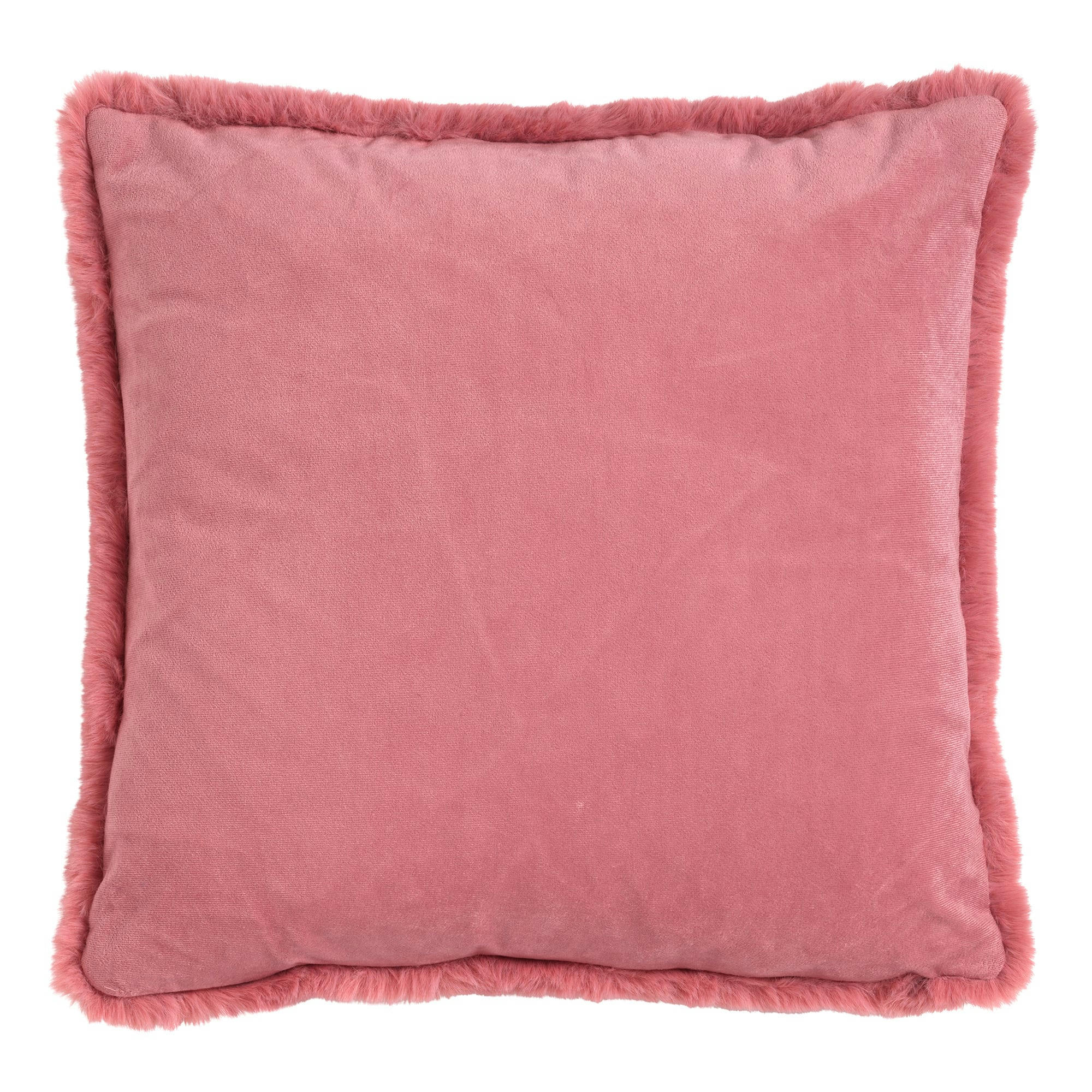 - Coussin - rose fausse fourrure 45x45 cm uni