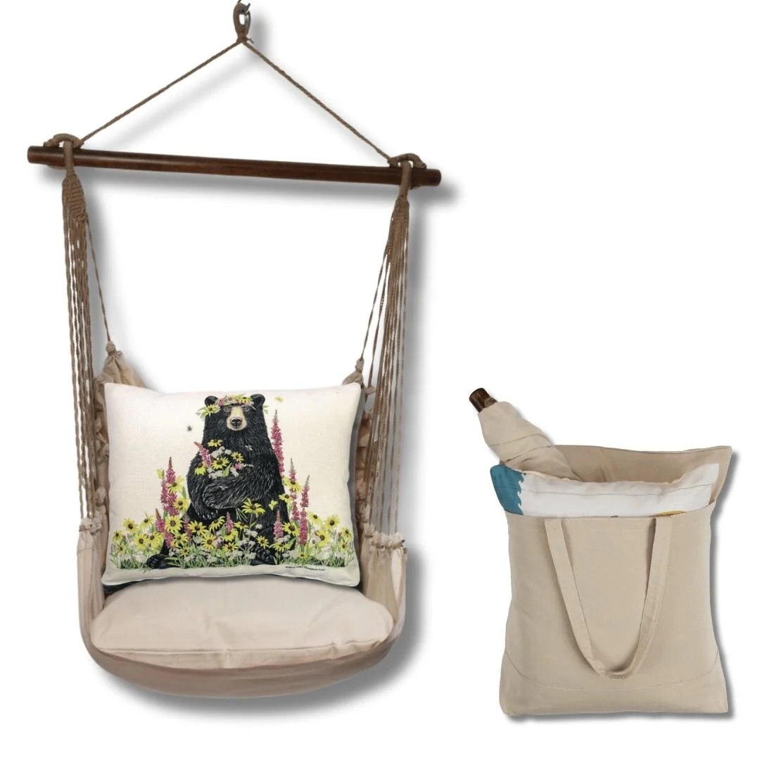 Magnolia Casual Swing Set 4 piece - Latte Solid w/ Wildflower Bear