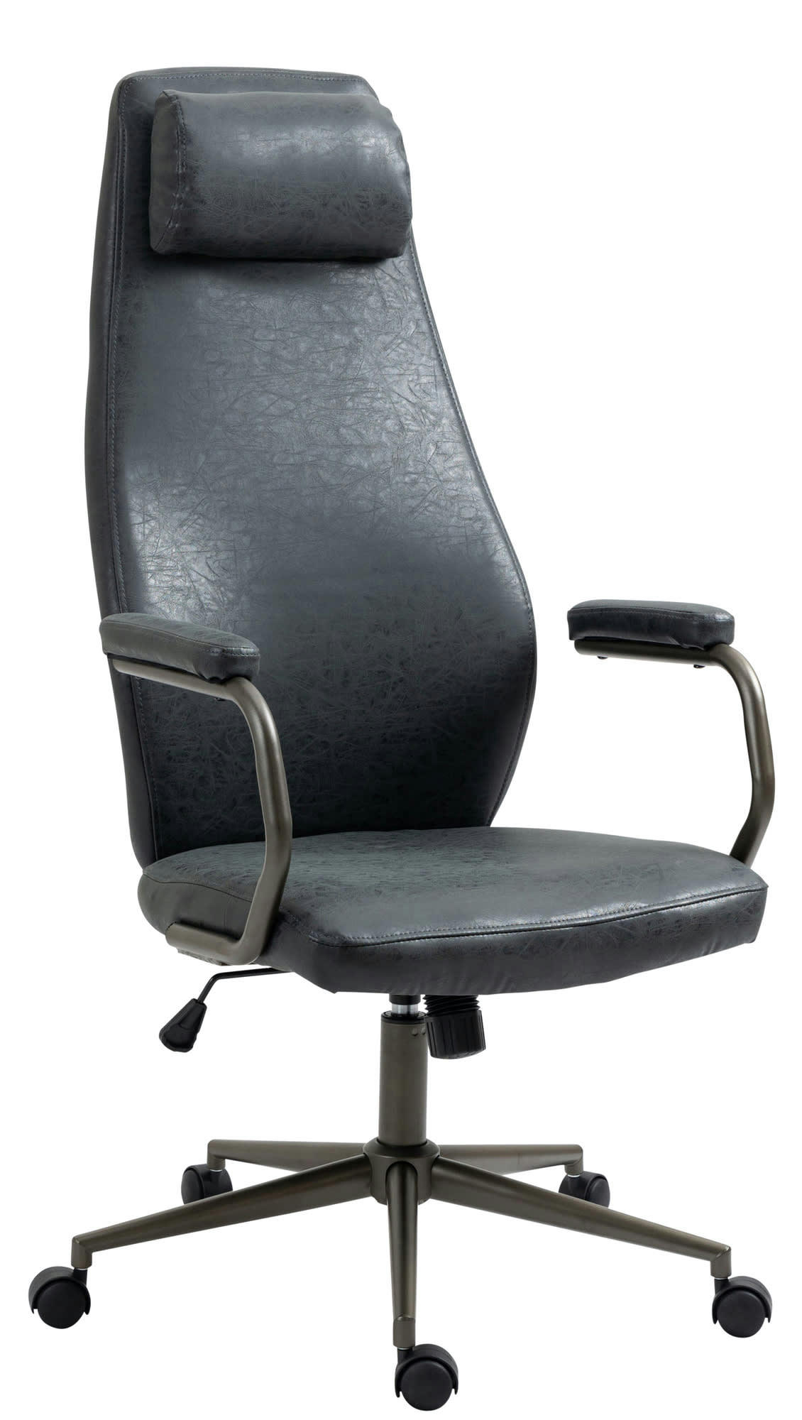 POCATELLO - Chaise bureau réglable pivotante en similicuir Noir antique