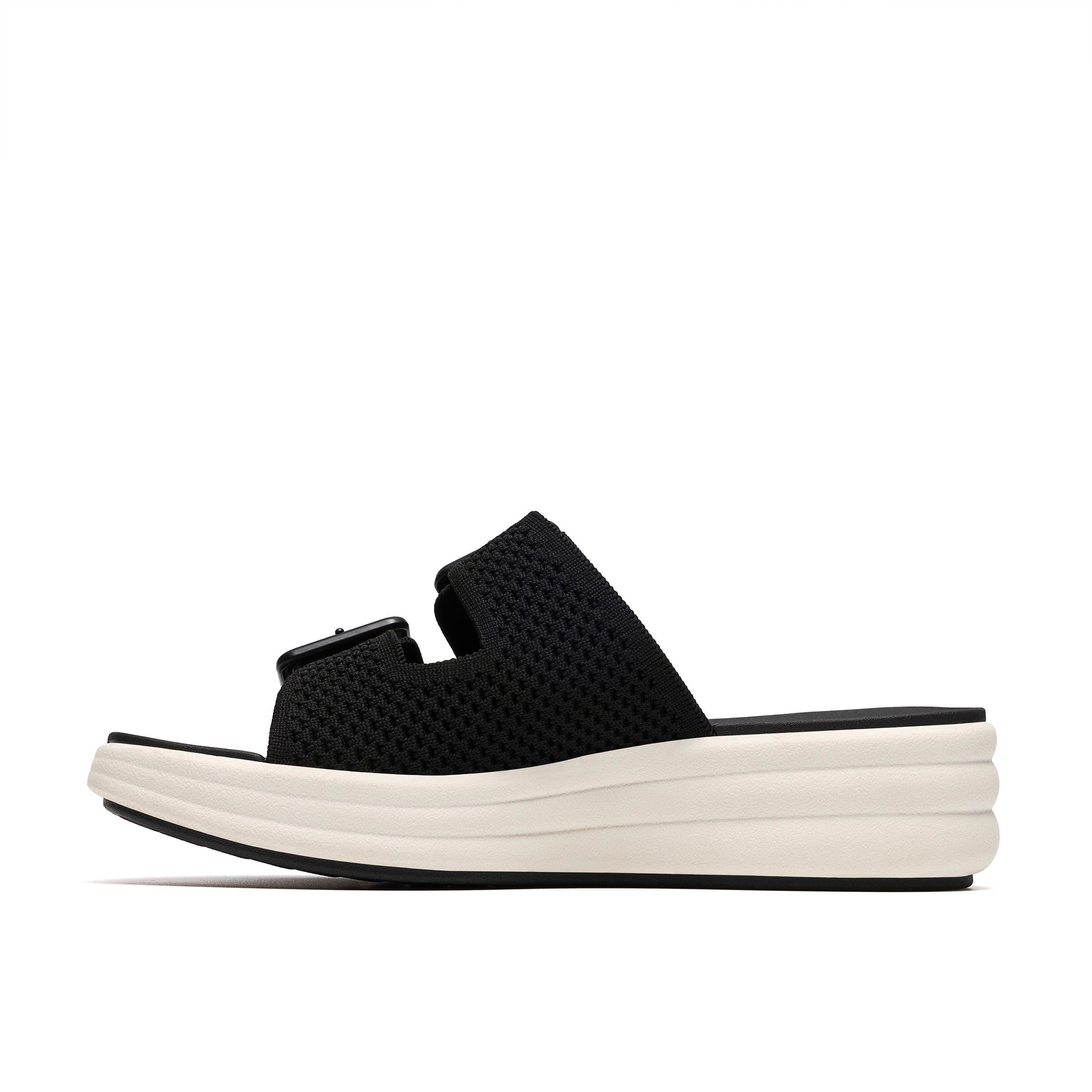Clarks Drift Faye Black Flat Sandals,Sliders