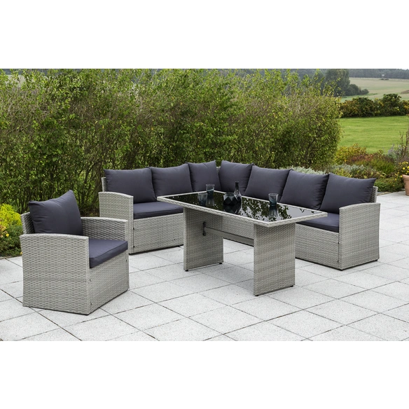 Gartenmöbelset »Lanzarote«, 7 Sitzplätze, Stahl/Kunststoff, inkl. Auflagen