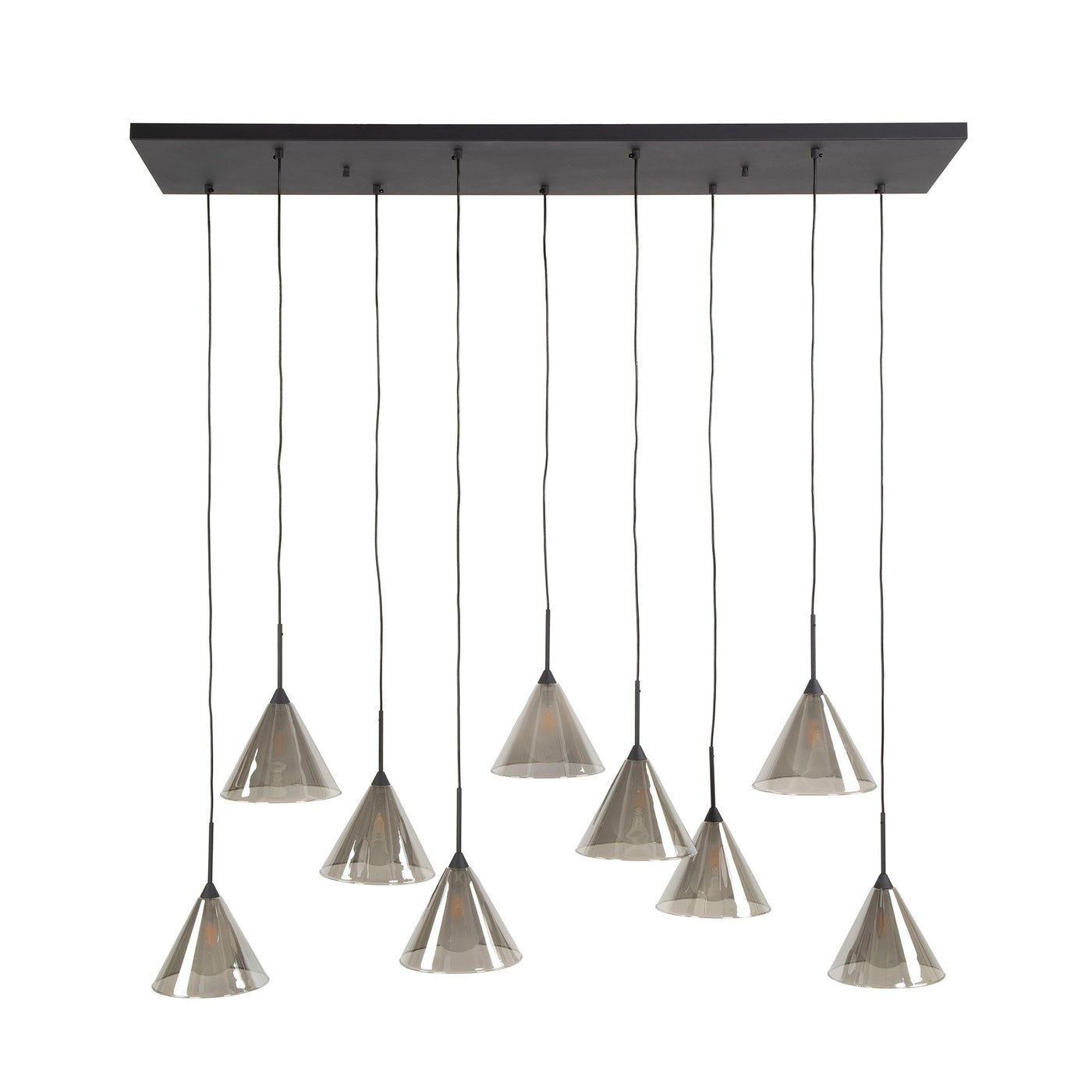 Giga Meubel Hanglamp Tapse Kap - Grijs Glas - 9-Lichts - 130x32x180cm
