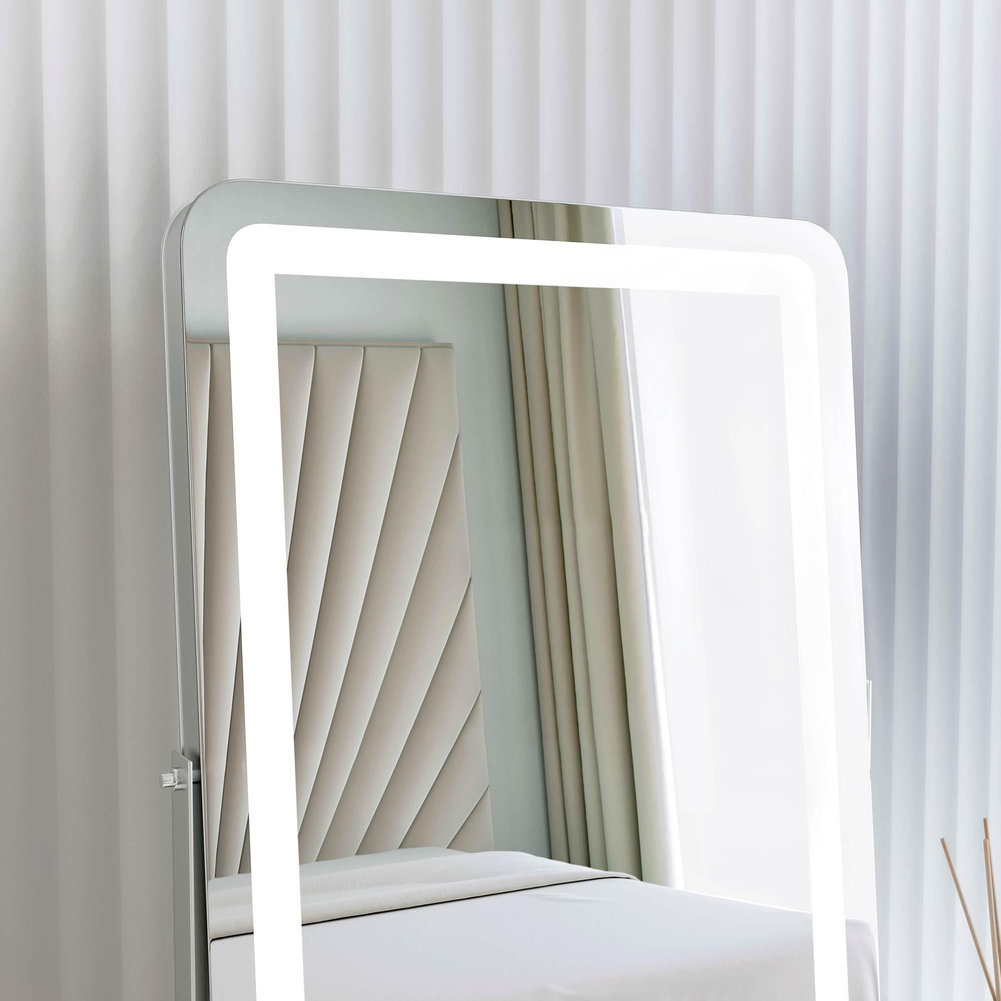 CARME HOME Mia Silver Frameless Touch Sensor LED Mirror With Lights
