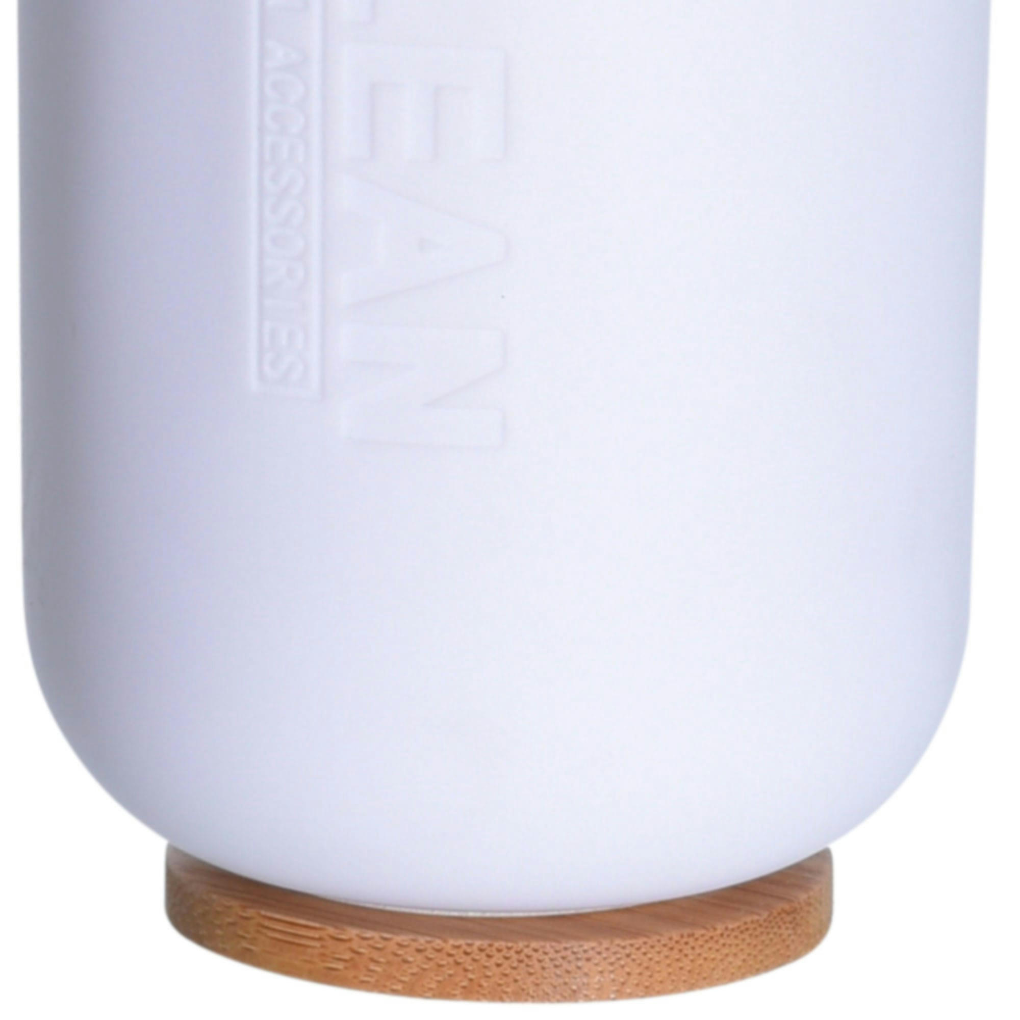 - Gobelet salle de bain blanc et bambou - 7x11cm