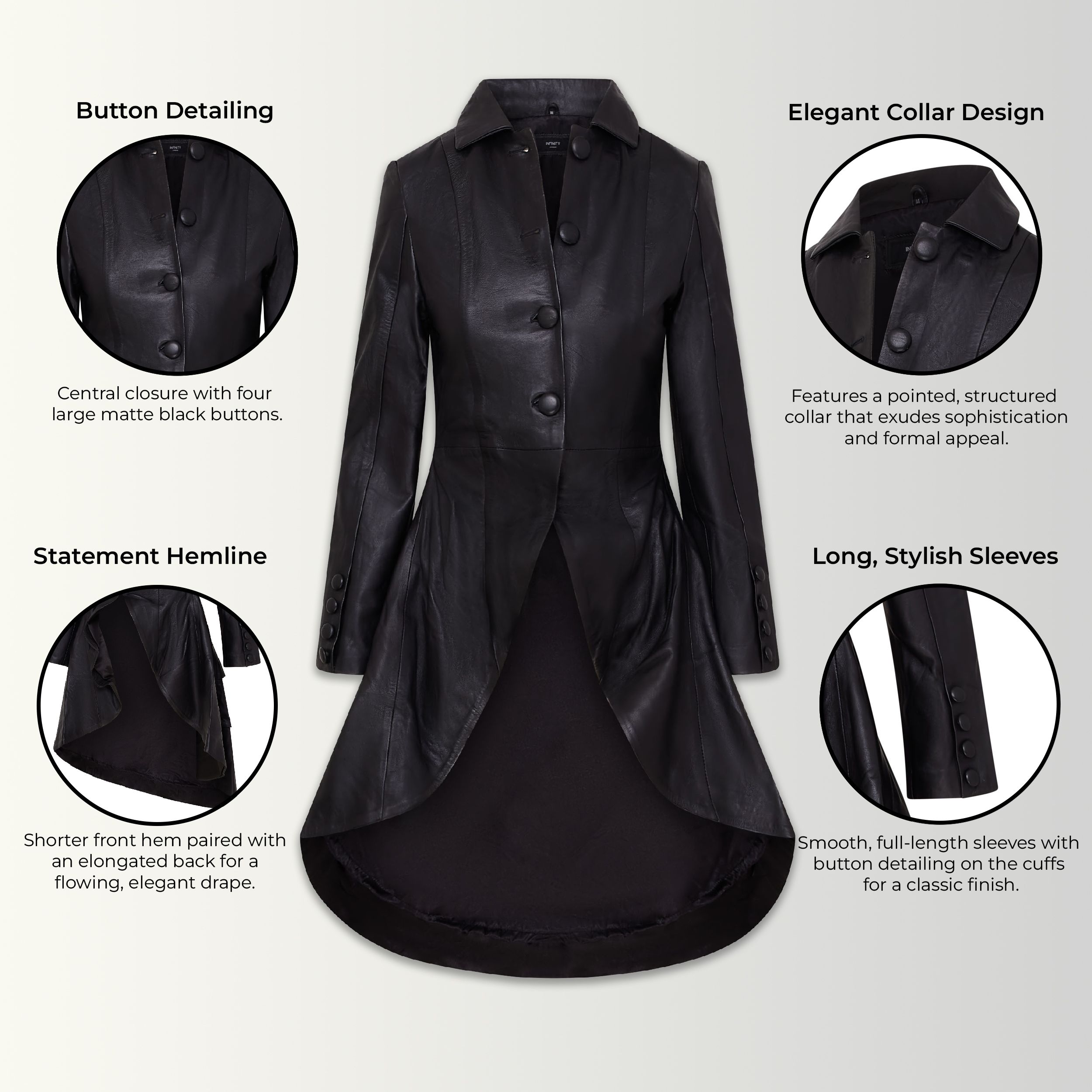 Infinity Leather Gothic Full Length Victorian Leather Coat - Vantaa