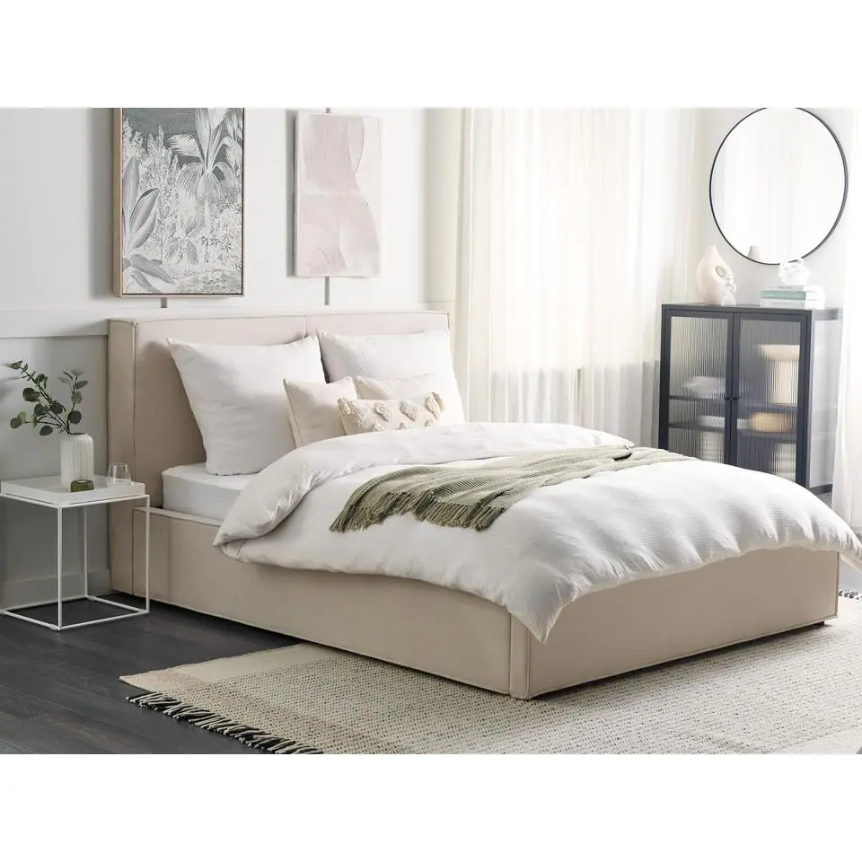 MOISSAC - Bed - Beige - 160 x 200 cm - Polyester