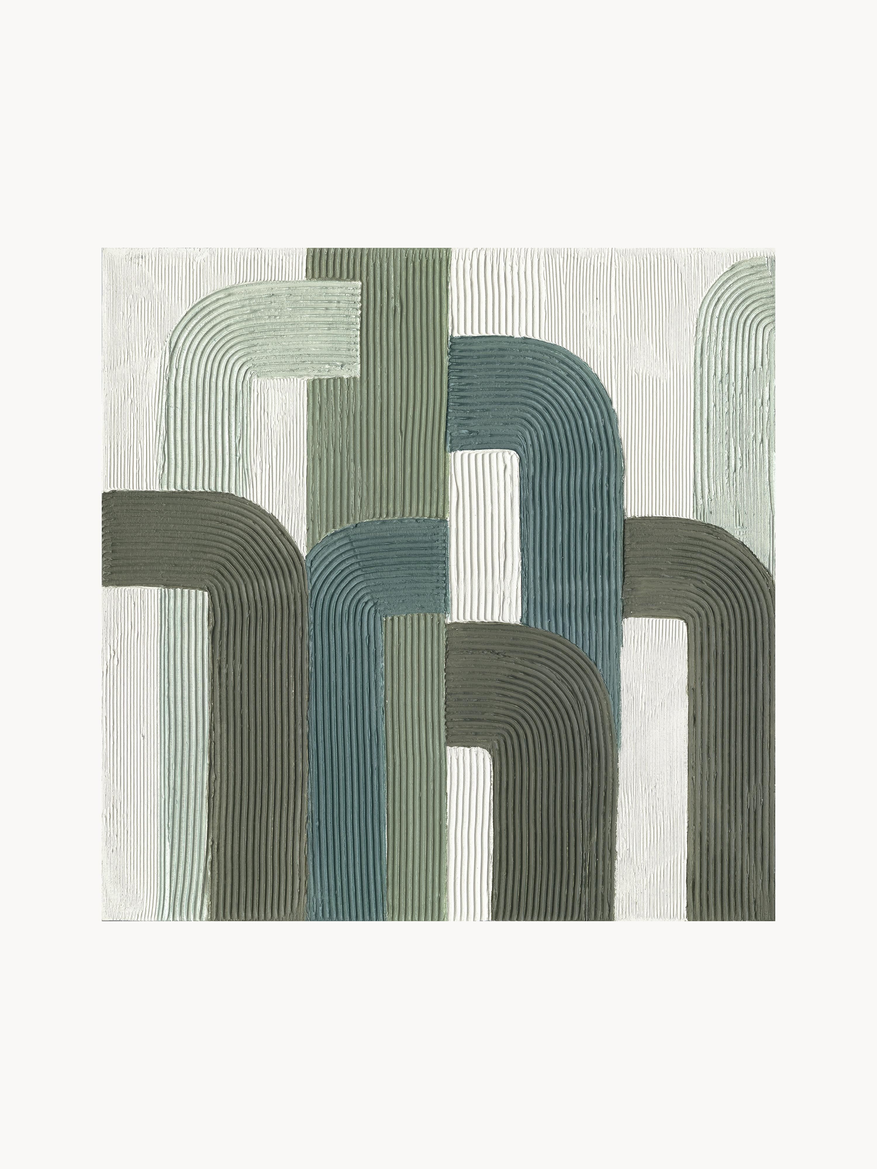 Handgemaltes Leinwandbild Green Lines