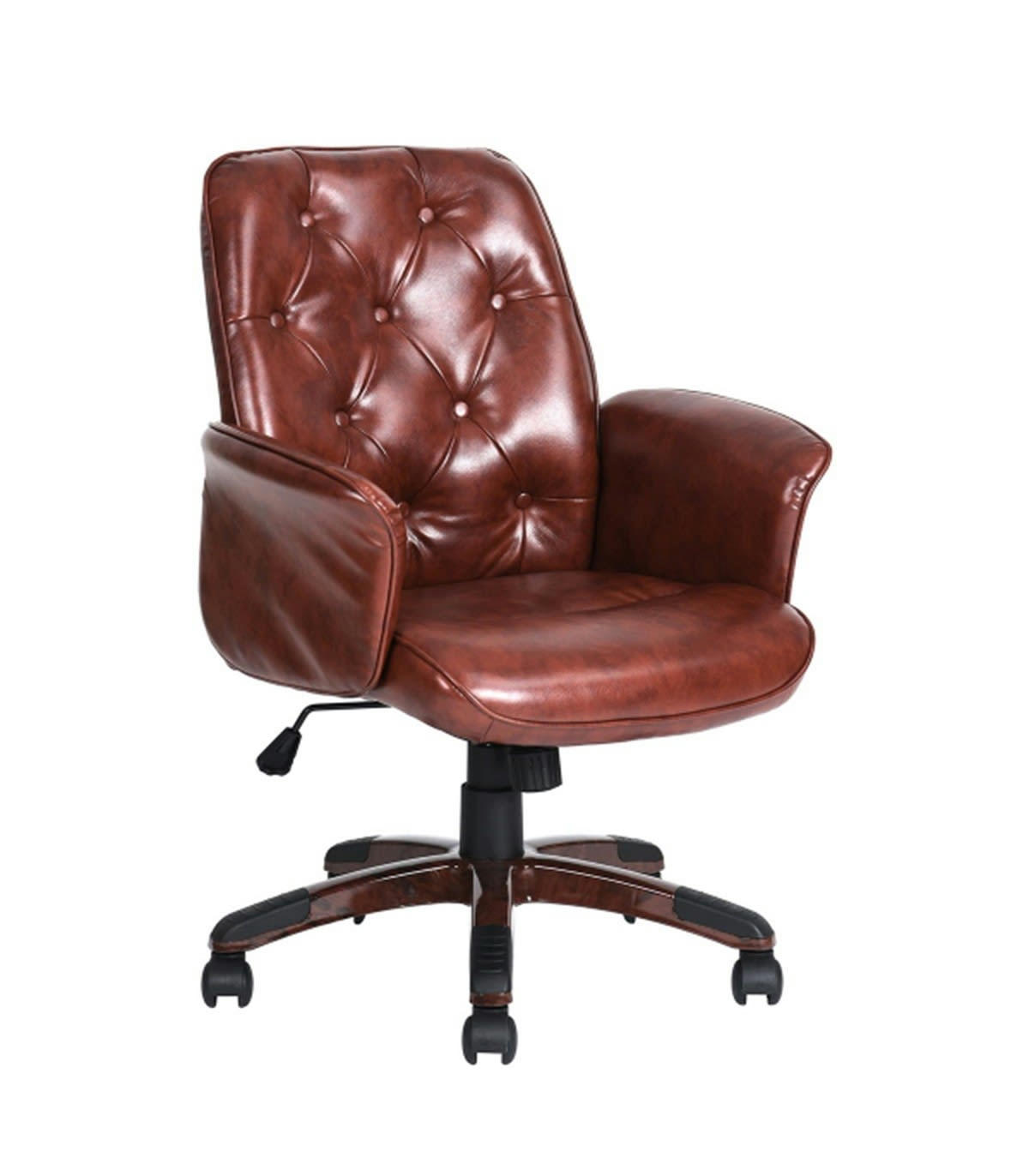 - Fauteuil de bureau Chesterfield en simili cuir - Marron