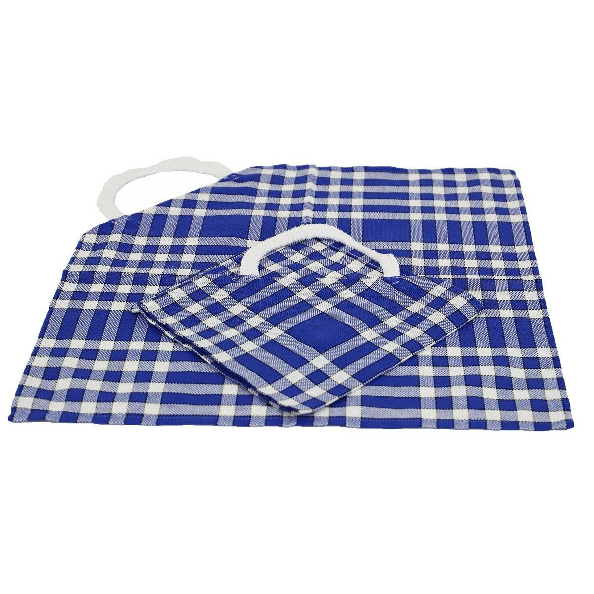 - Lot de 2 bavoirs coton carreaux vichy Normand bleu 50x50