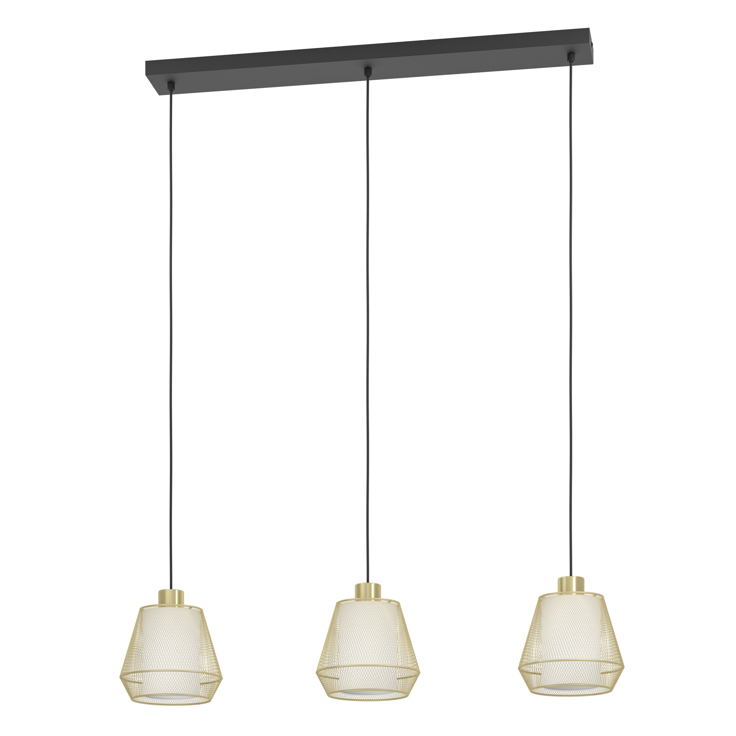 EGLO hanglamp Ciudadela - e27 - 88 cm - zwart/goud/wit - textiel