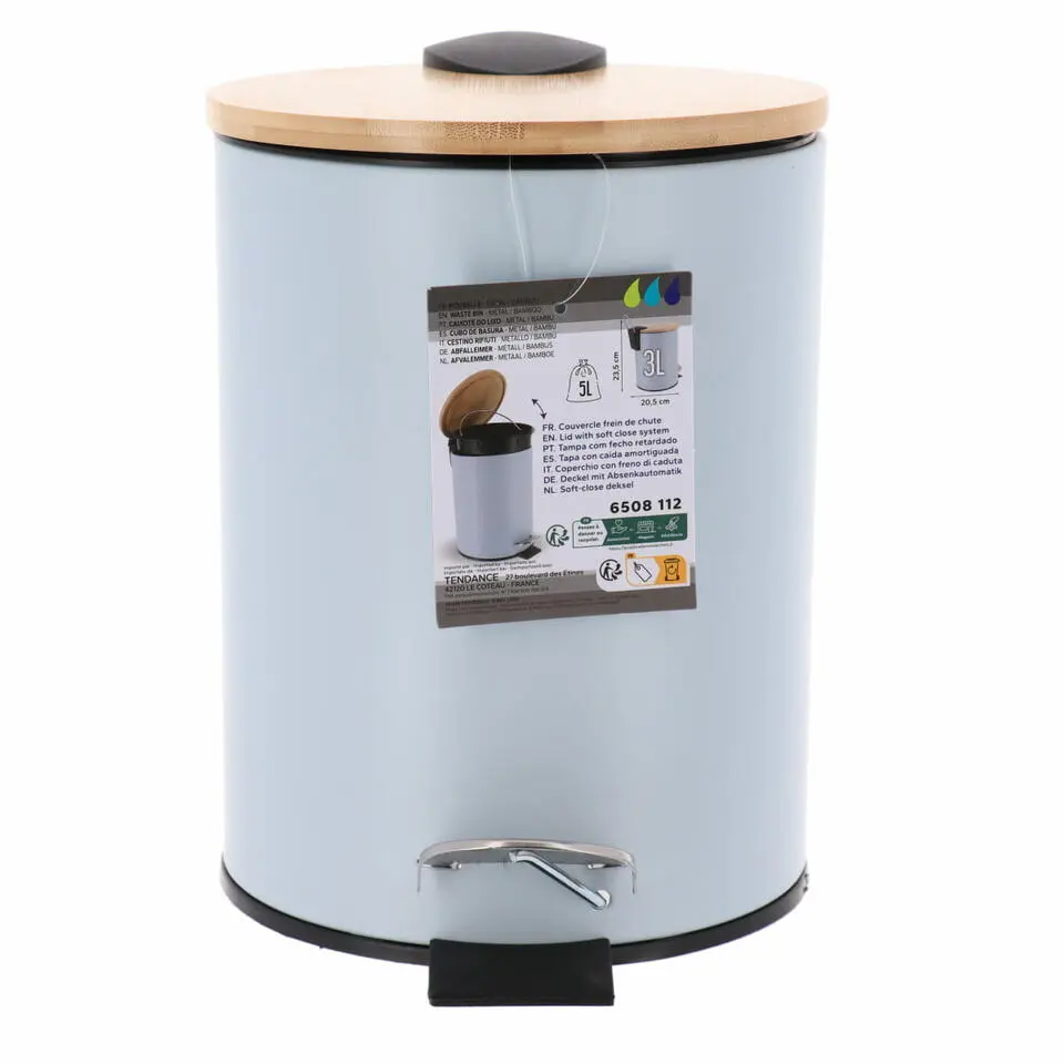 Tendance Badkamer prullenbak Bamboo vibe - soft close - 3 ltr