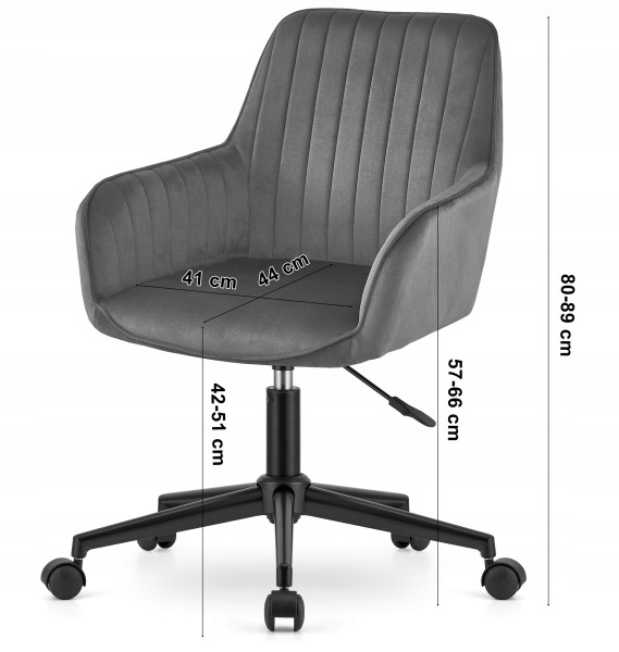 Fotel Biurowy Obrotowy Ergonomiczny Czarny Krzesło Regulowane Biurkowe Gala