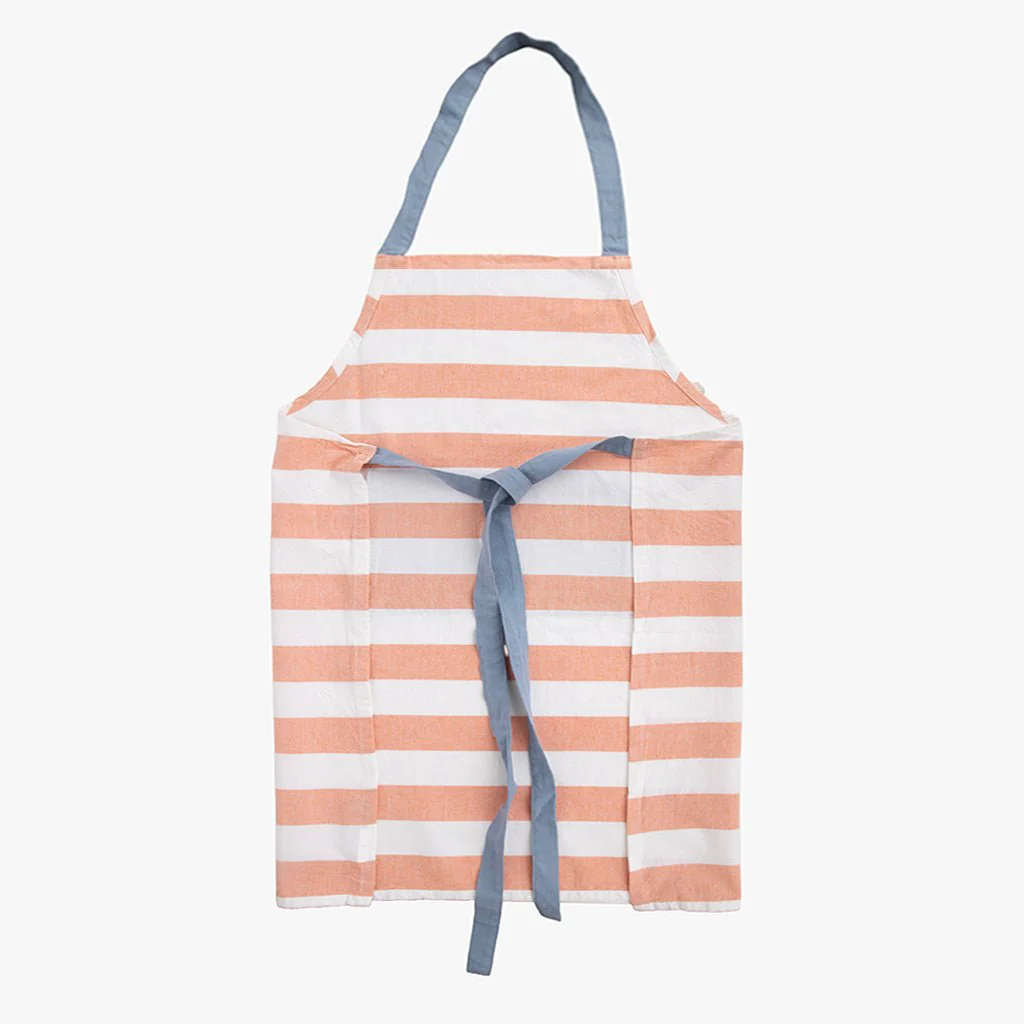 Avental de Algodão Riscas Laranja com bolso Azul TÂNGER