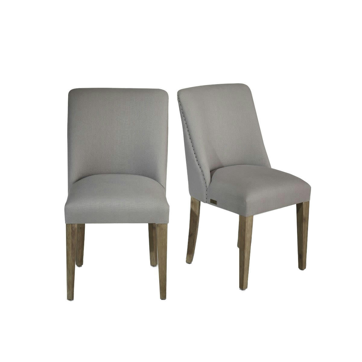 ENZO - Lot de 2 chaises en lin gris