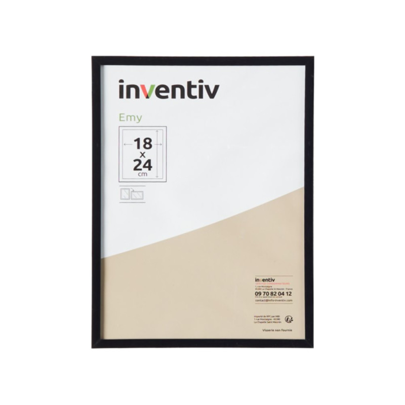 Cadre PVC noir 18 x 24 cm INVENTIV