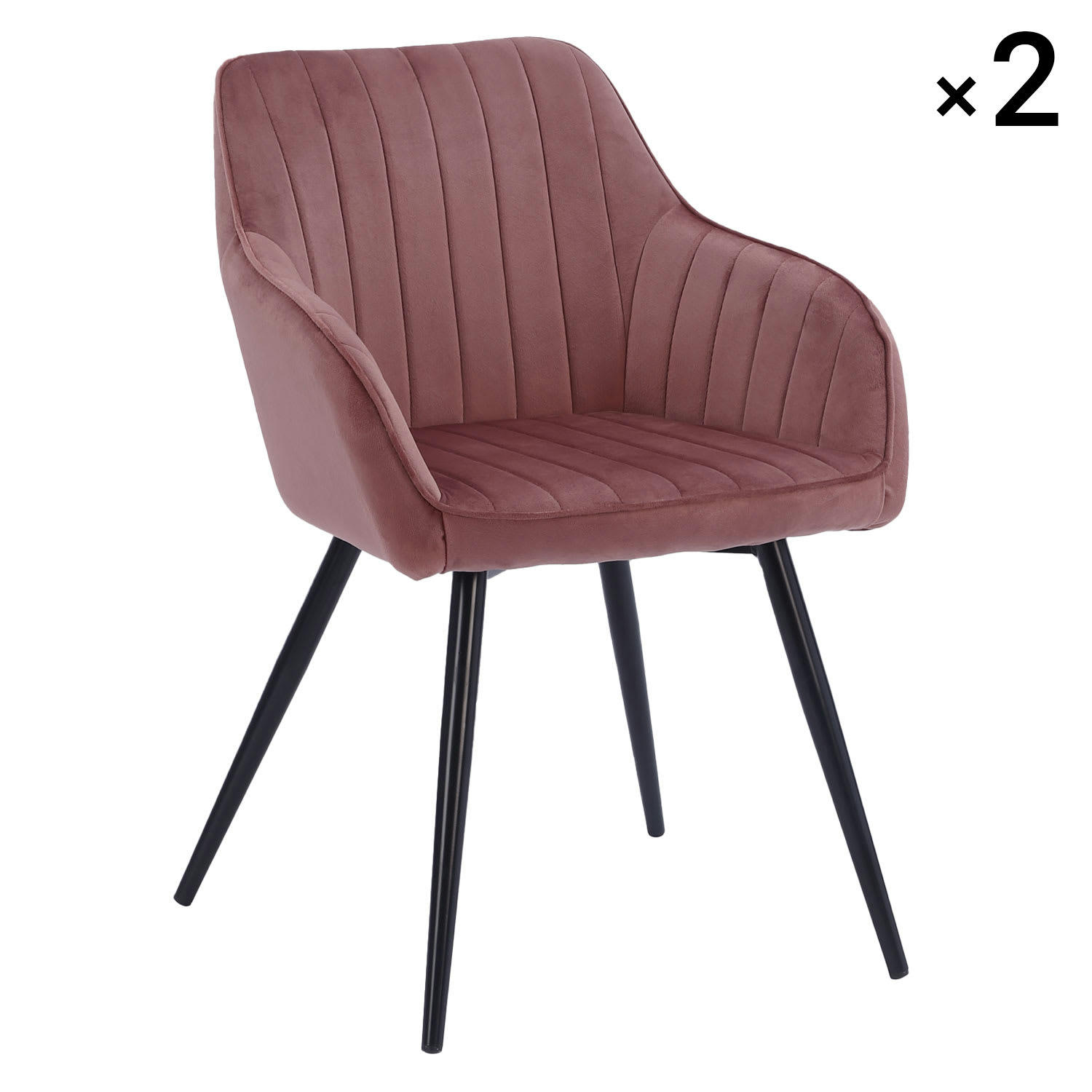 BERTILLE - Lot de 2 chaises vintage en velours rose