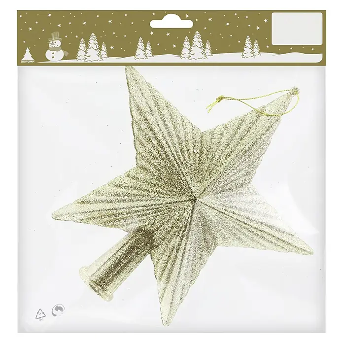 JULETREPYNT TOPPSTJERNE 18CM GULL