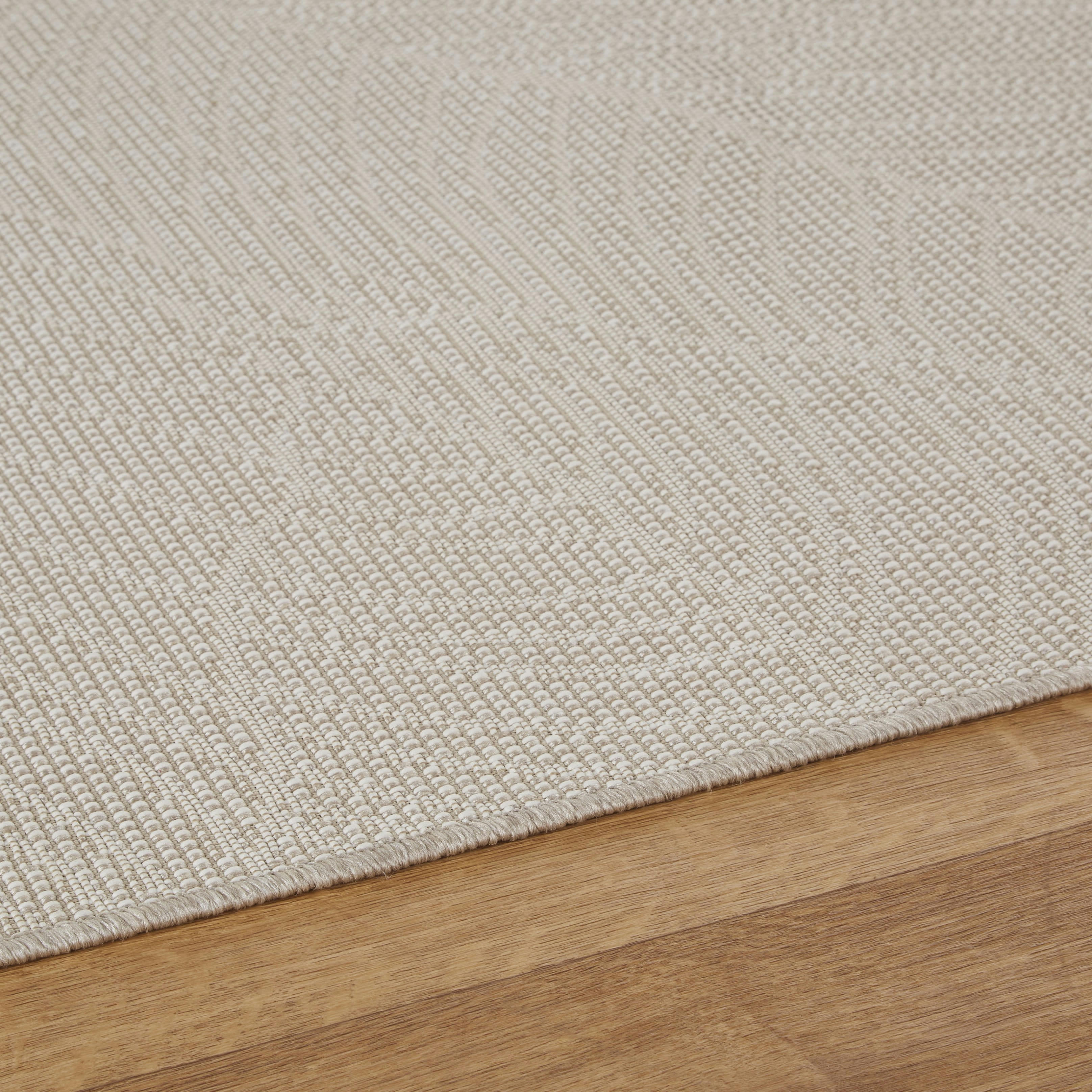 ERIEAU - Tapis d'extérieur tissé jacquard motif feuillage beige 160x230