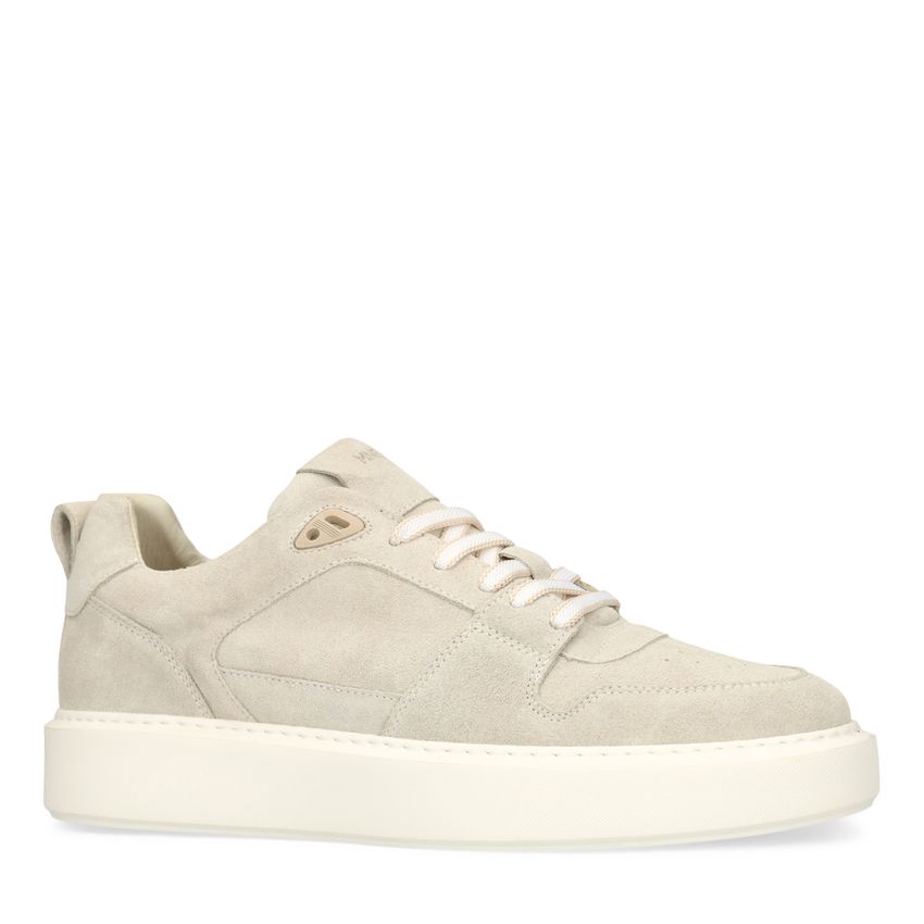 Manfield Licht grijze suède sneakers