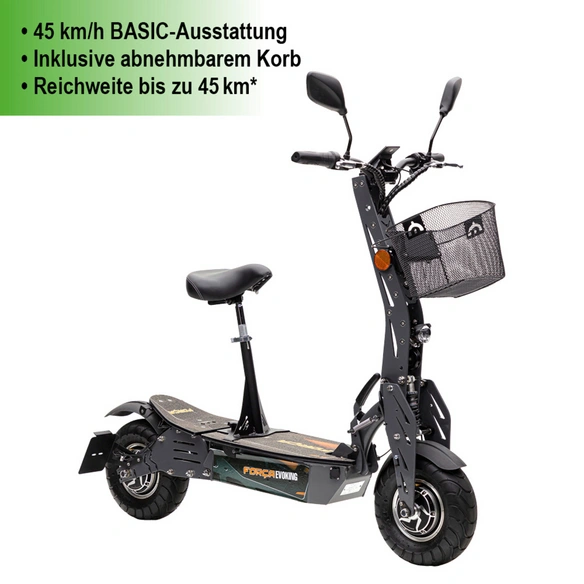 E-Roller »Evoking Basic«, max. 45 km/h, Reichweite: 45 km, schwarz