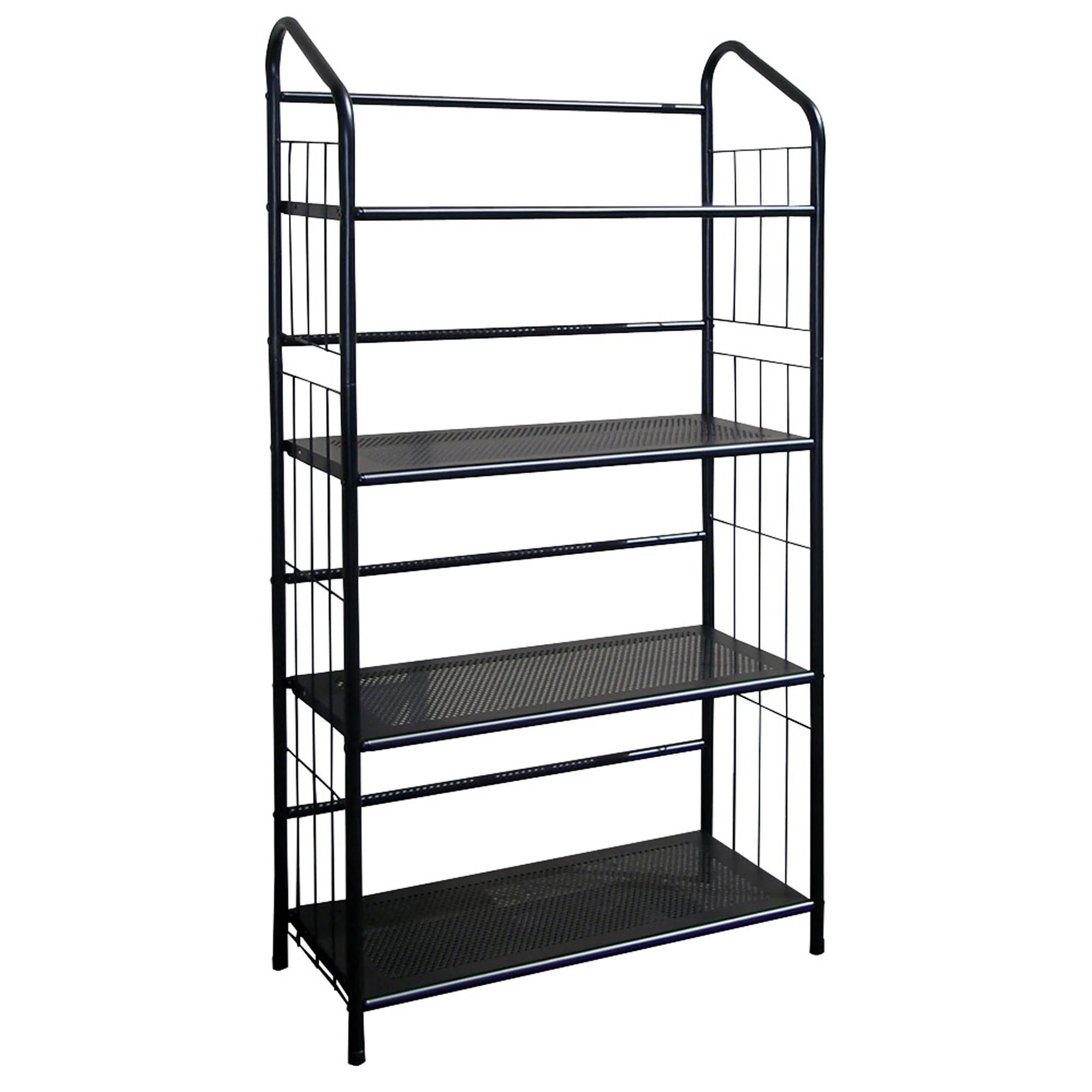 Contemporary Design Space-Saving Black Metal Vertical Bookcase for Garage Living Room or Bedroom