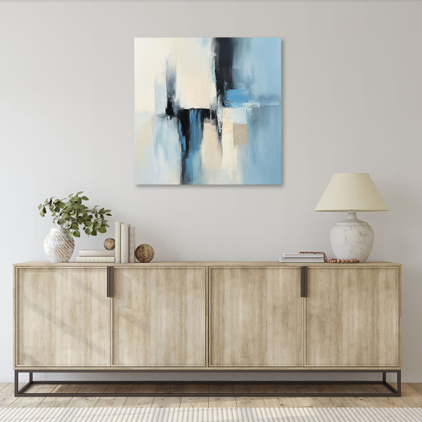 Obraz do salonu sypialni loft, Abstrakcja beżowy niebieski 20x20