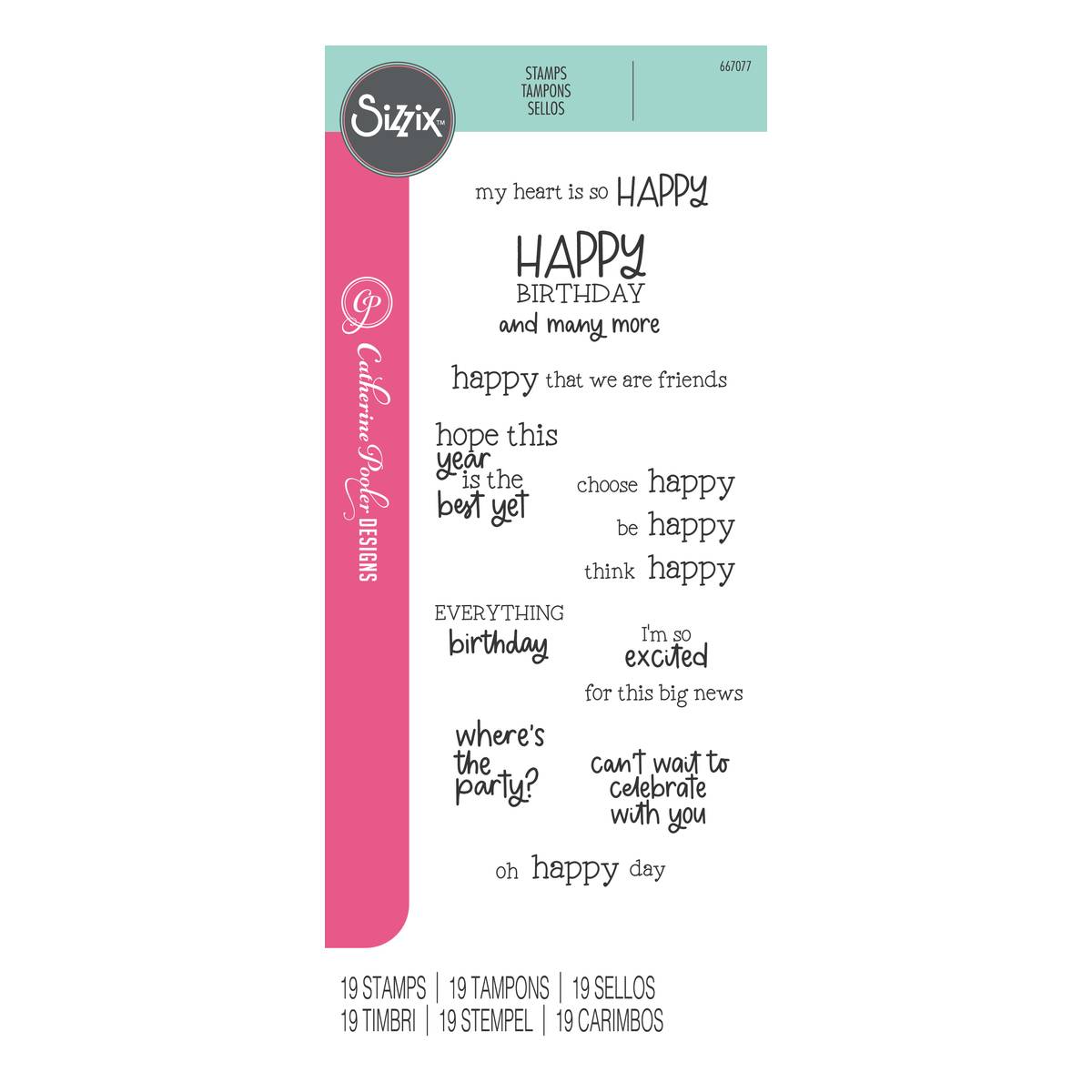 Sizzix Happy Everything Stamp Set 19 Pieces
