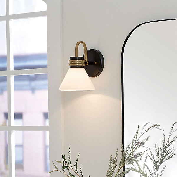 Elstead Kichler Farum Applique de salle de bain classique noire, bronze champagne 3000 K IP44 1x G9