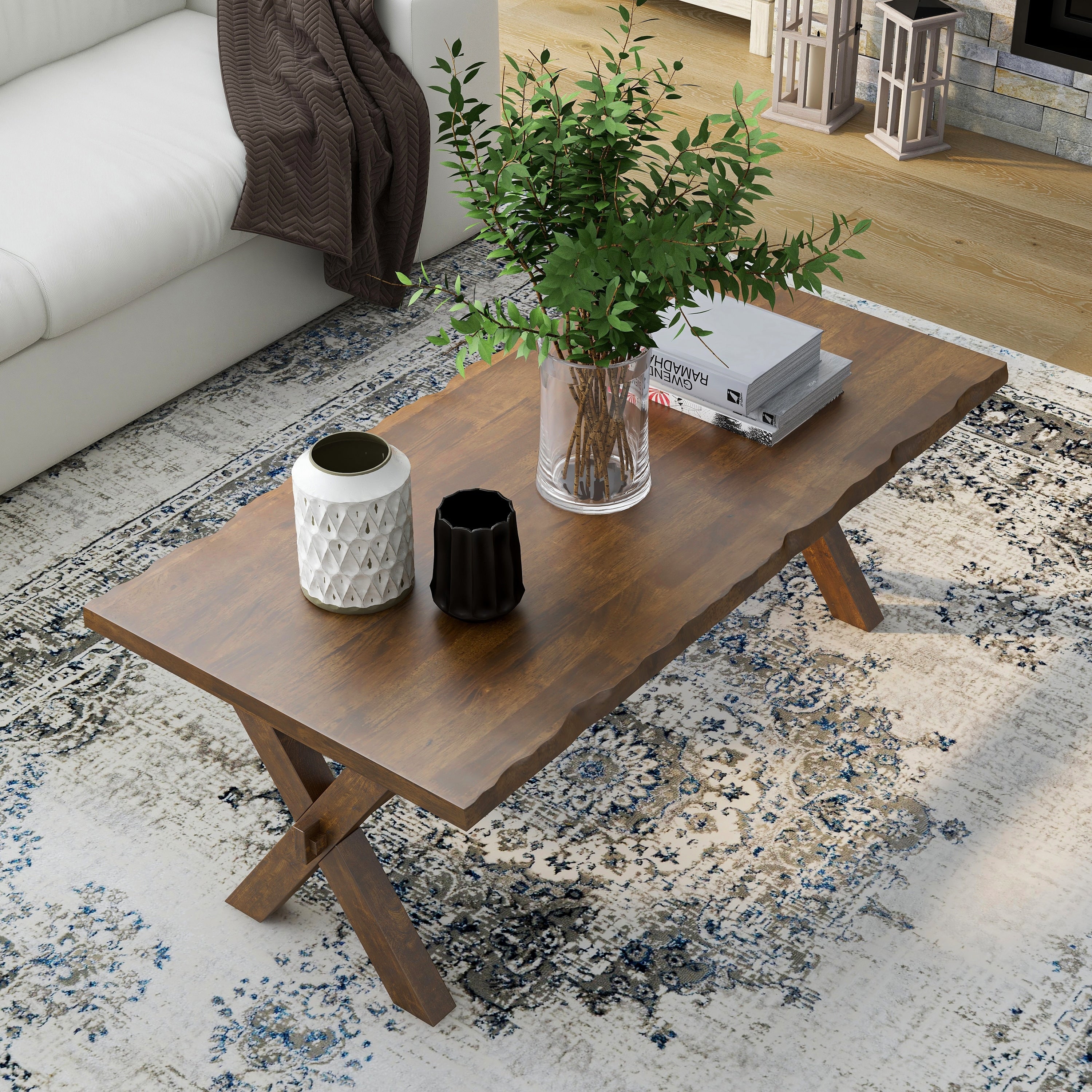 Mav Transitional Walnut 47-inch Solid Wood Coffee Table by Furniture of America