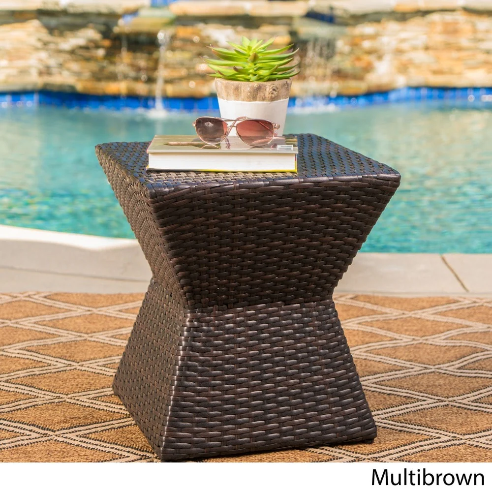 Calhoun Outdoor Square Wicker Side Table by Christopher Knight Home