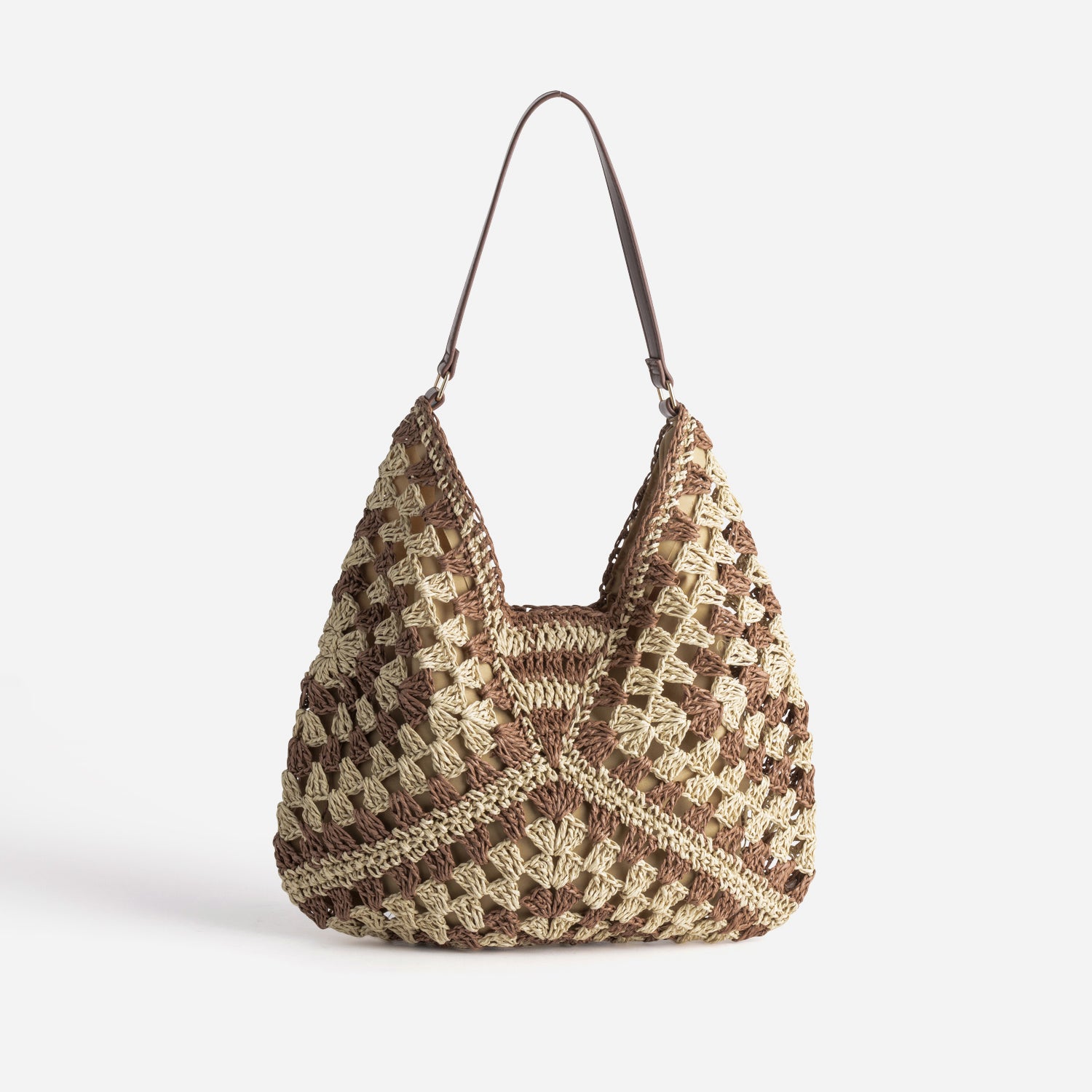 Sac beige et marron tressé
