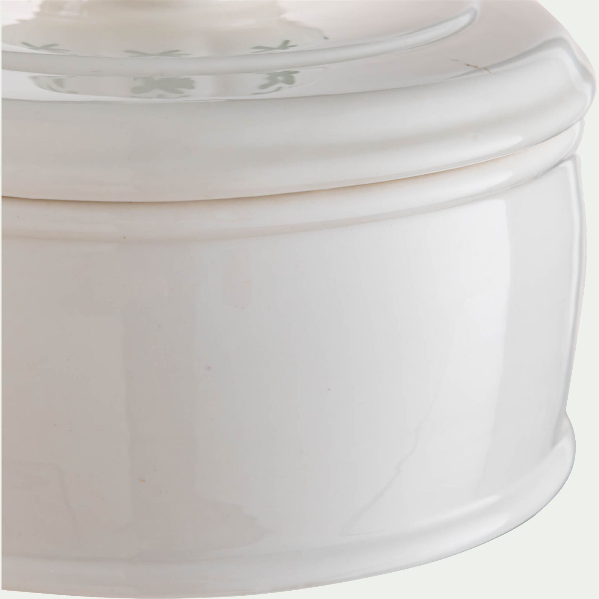 OLMEDO - Boite déco en grès D10xH9,8cm - blanc