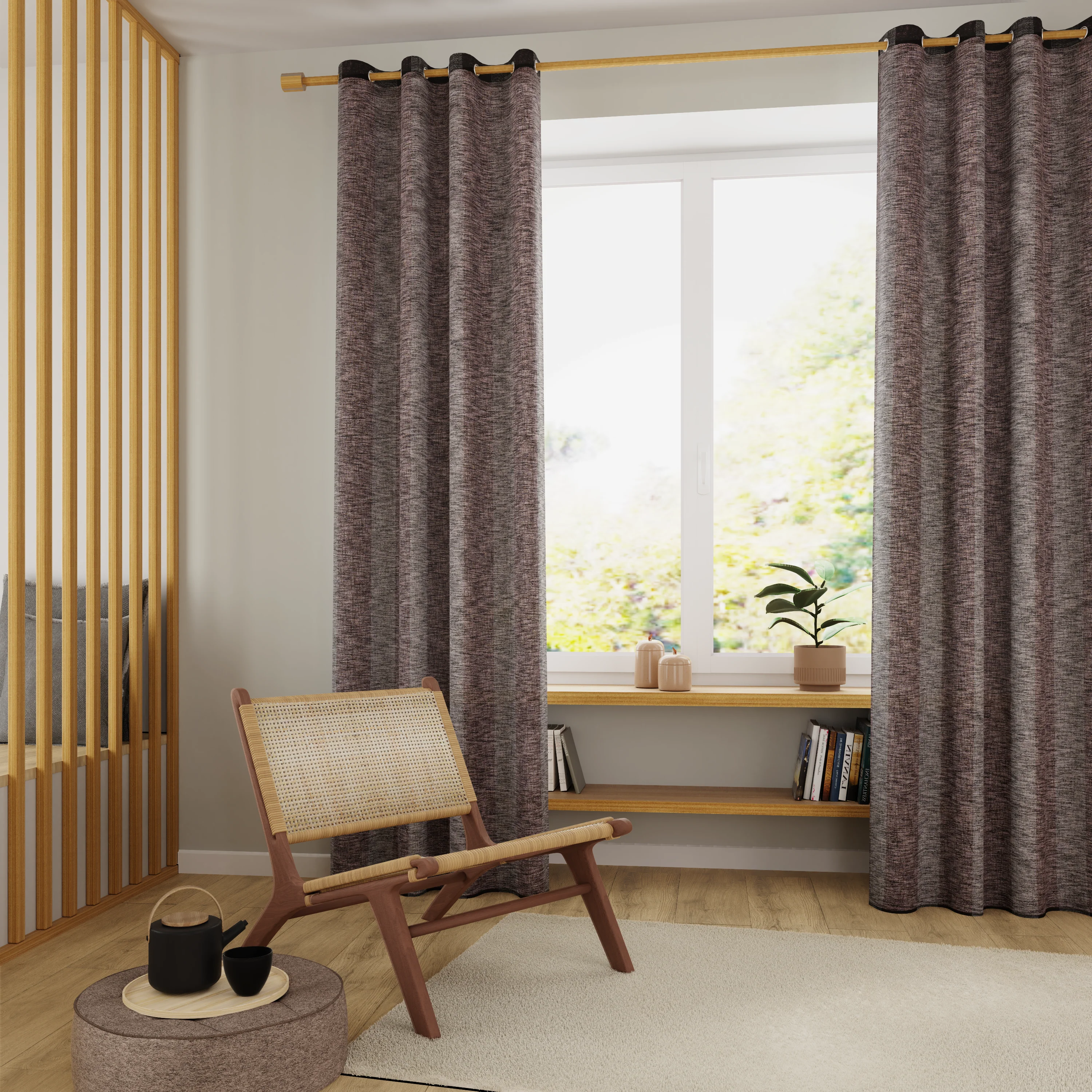 Voilage TUBUA coloris chocolat 140 x 240 cm