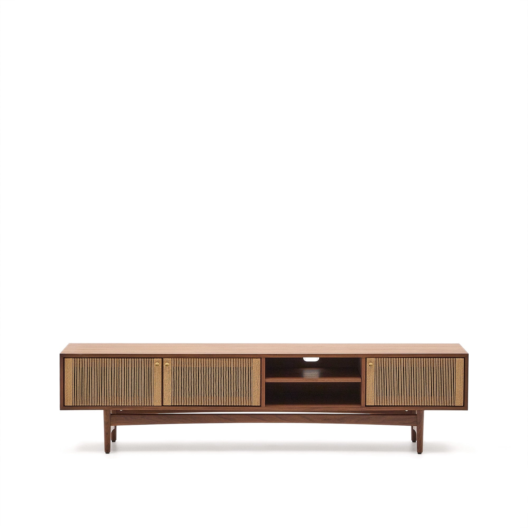 Kave Home - TV-meubel Elan 3 deurtjes notenfineer en massief notenhout