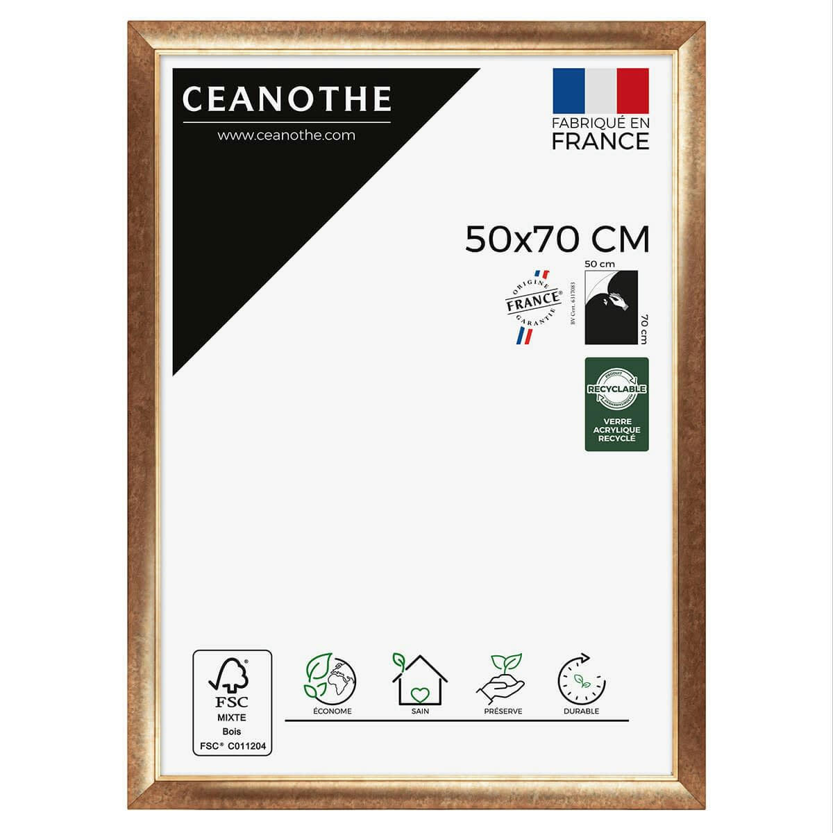 HADES - Cadre photo filet doré 50x70 cm résine recyclée