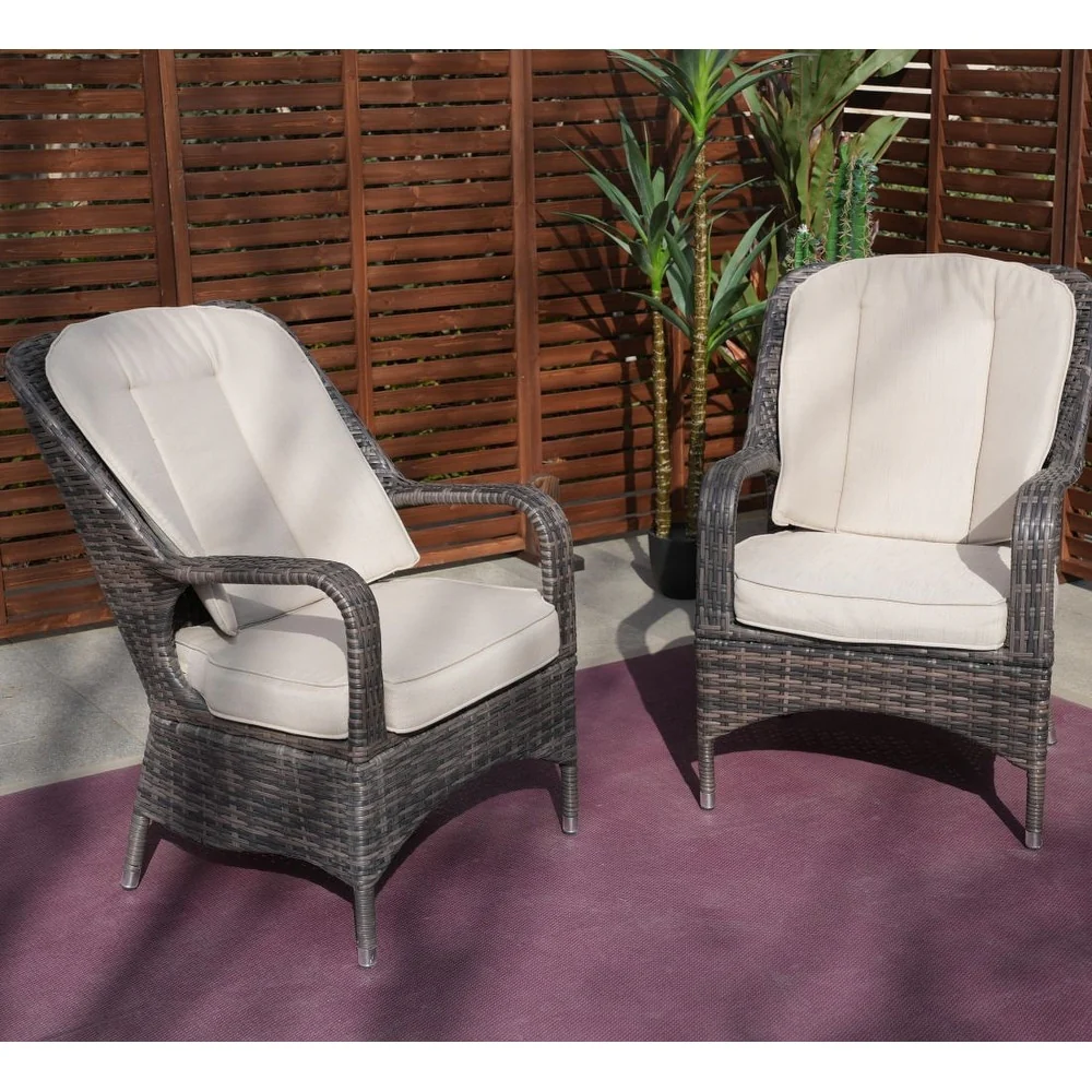 Moda 2-Piece Outdoor Wicker Dining Chairs with Cushions